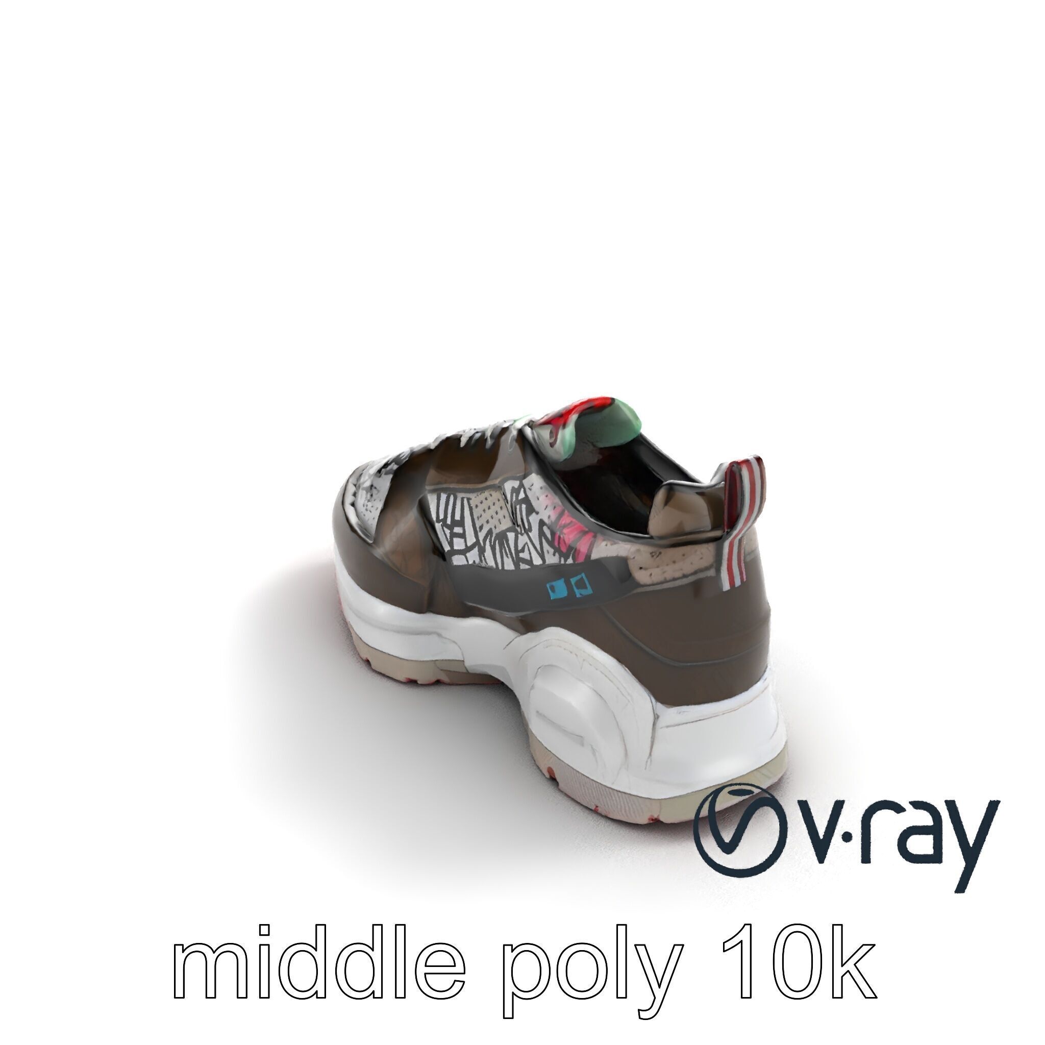 Urban Streetwear Sneaker with Graffiti Prints model pack Low-poly 3D model_9
