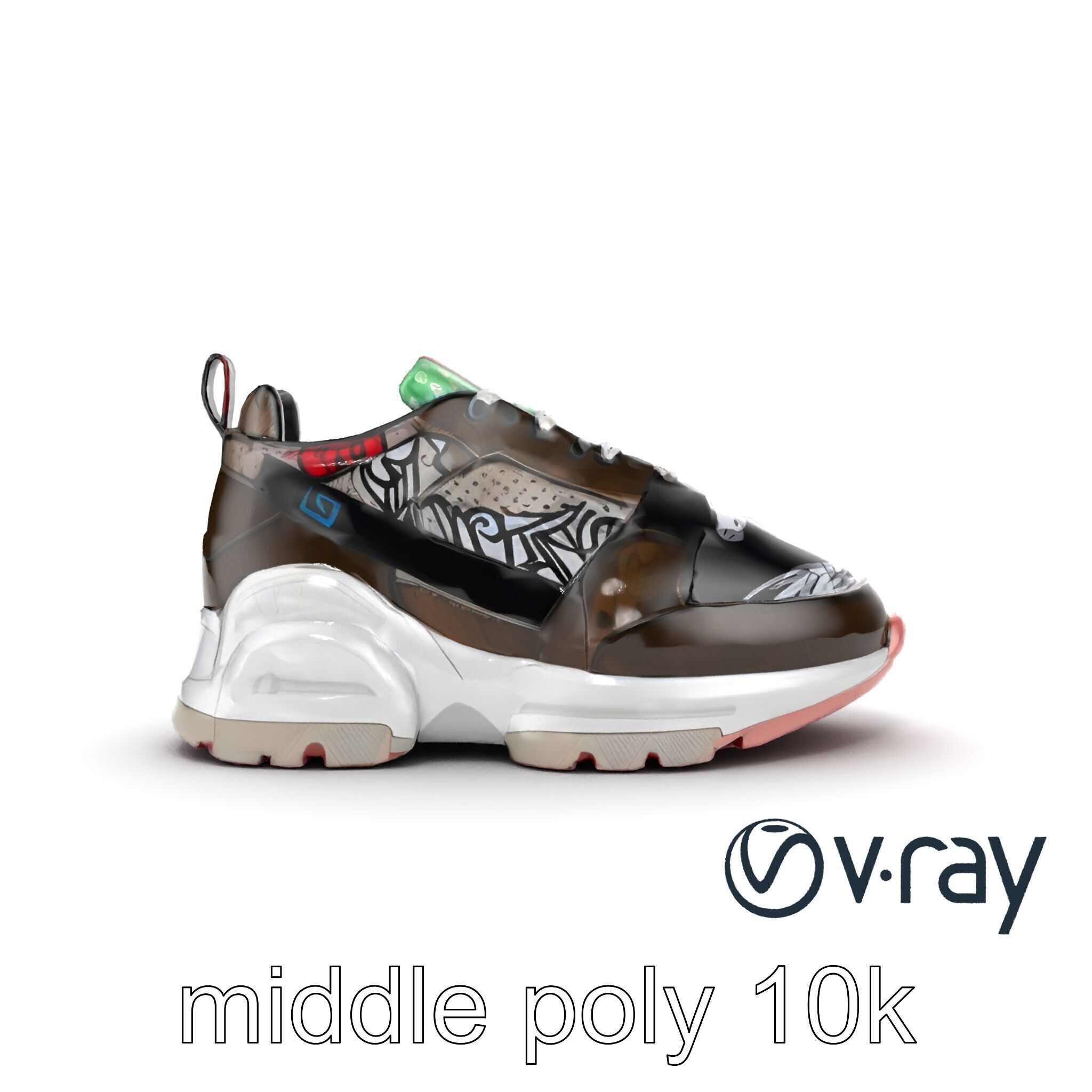 Urban Streetwear Sneaker with Graffiti Prints model pack Low-poly 3D model_27