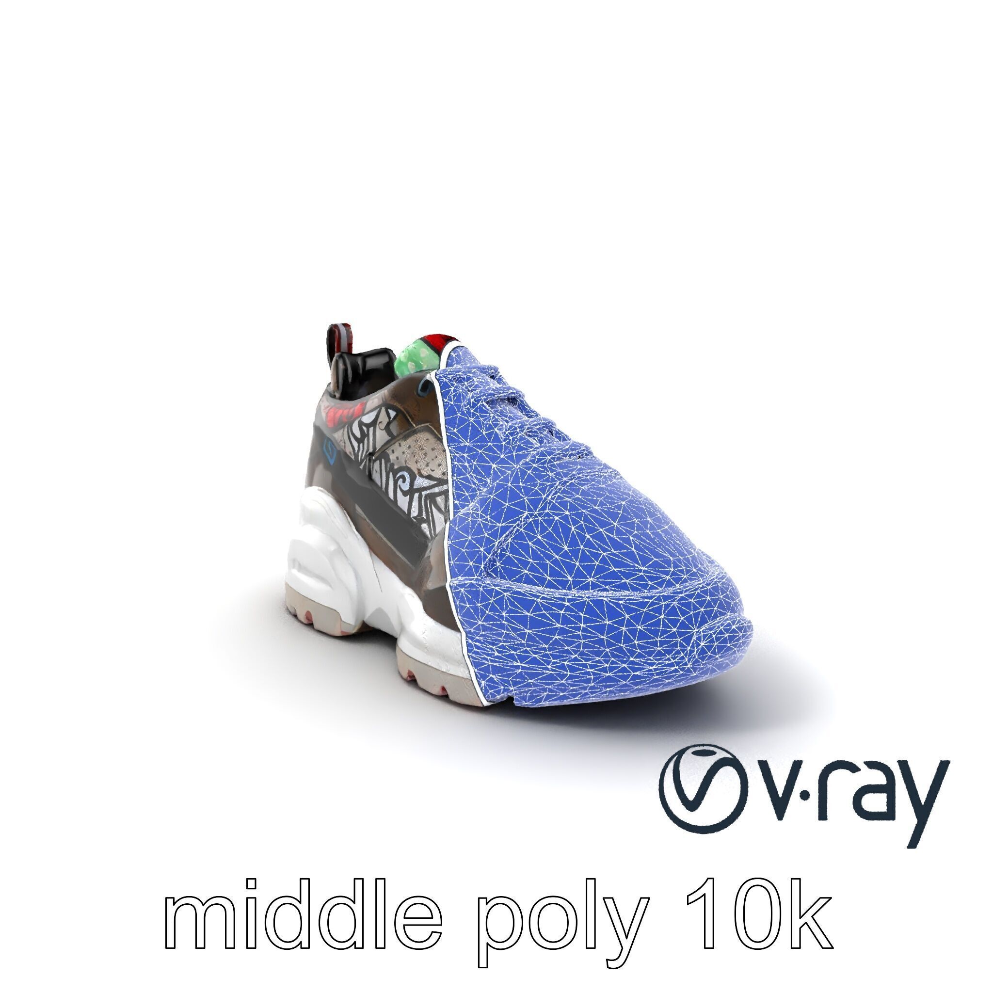 Urban Streetwear Sneaker with Graffiti Prints model pack Low-poly 3D model_6