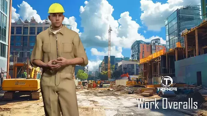 Man Overalls Low-poly 3D model