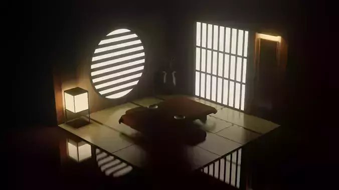 Traditional Japanese Room 3D Render
