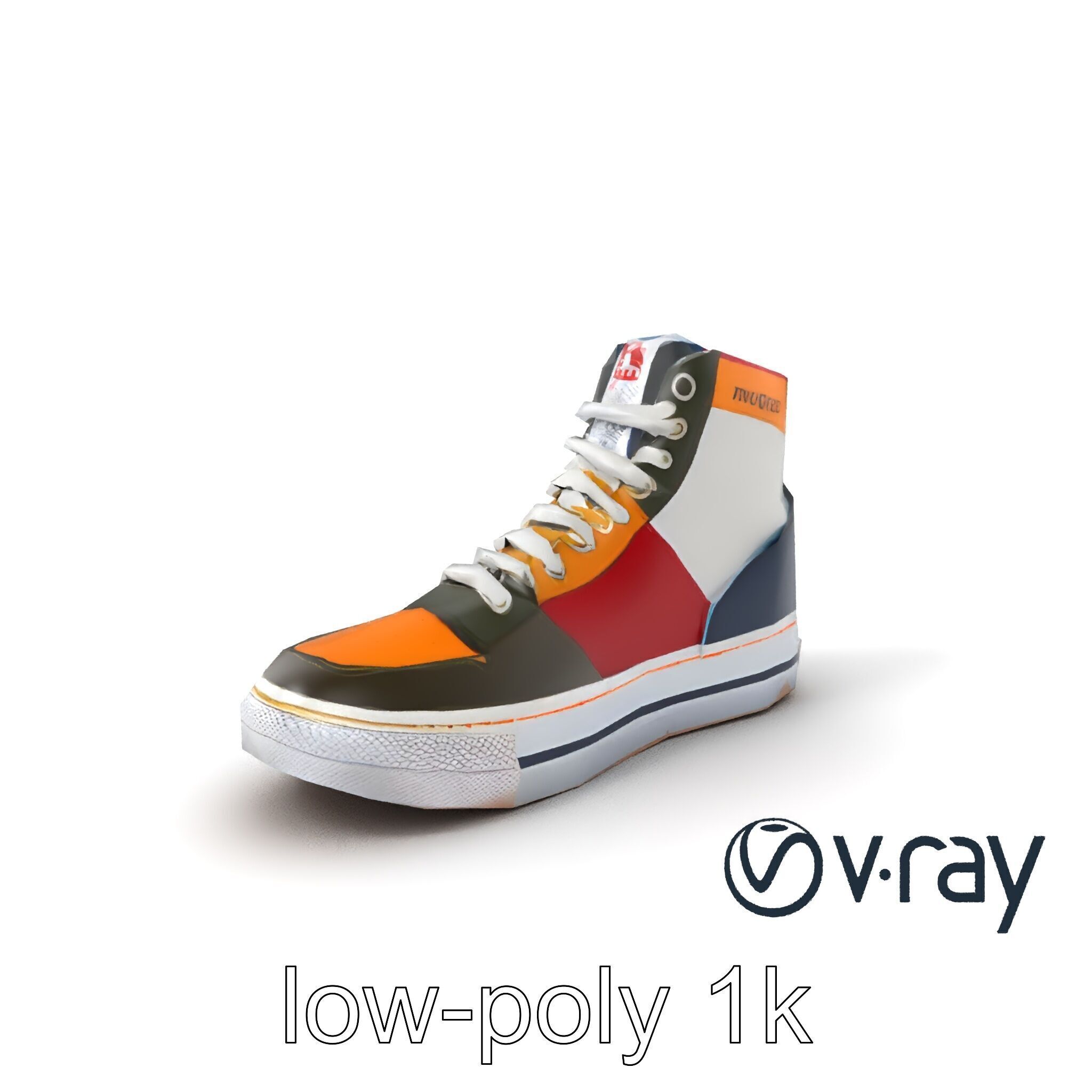 Retro-Inspired High-Top Sneaker model pack Low-poly 3D model_2