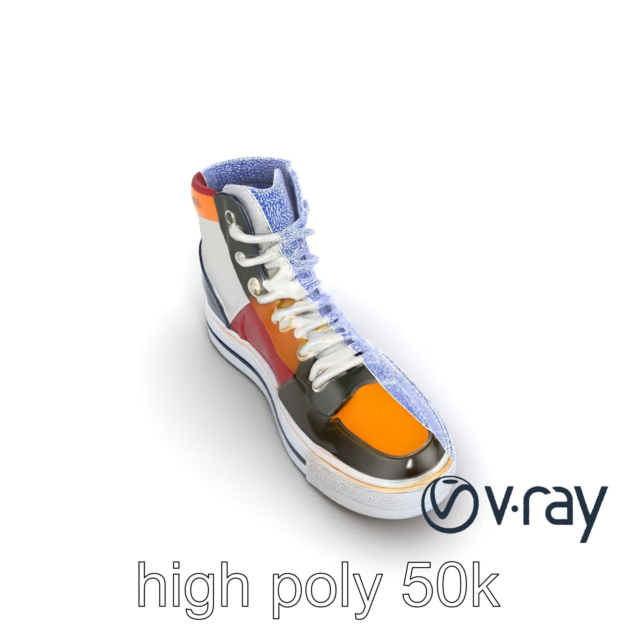 Retro-Inspired High-Top Sneaker model pack Low-poly 3D model_28