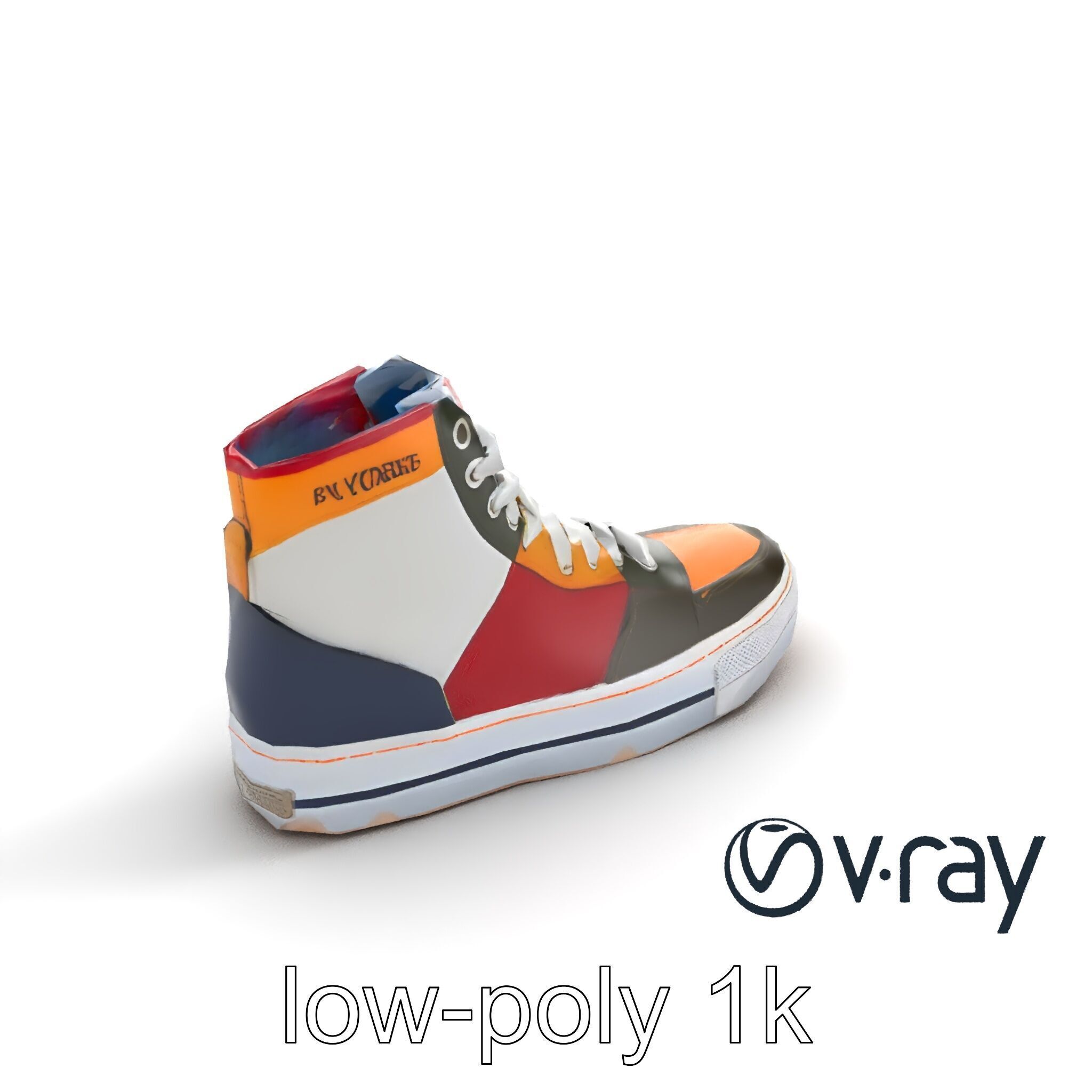 Retro-Inspired High-Top Sneaker model pack Low-poly 3D model_10