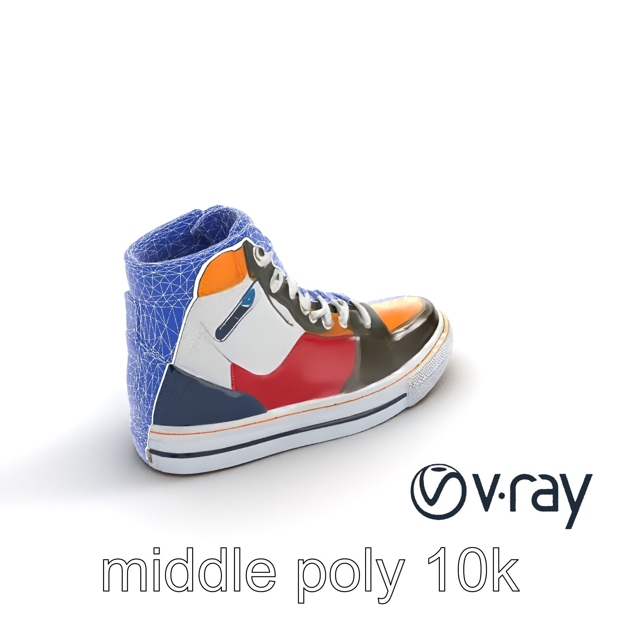 Retro-Inspired High-Top Sneaker model pack Low-poly 3D model_31