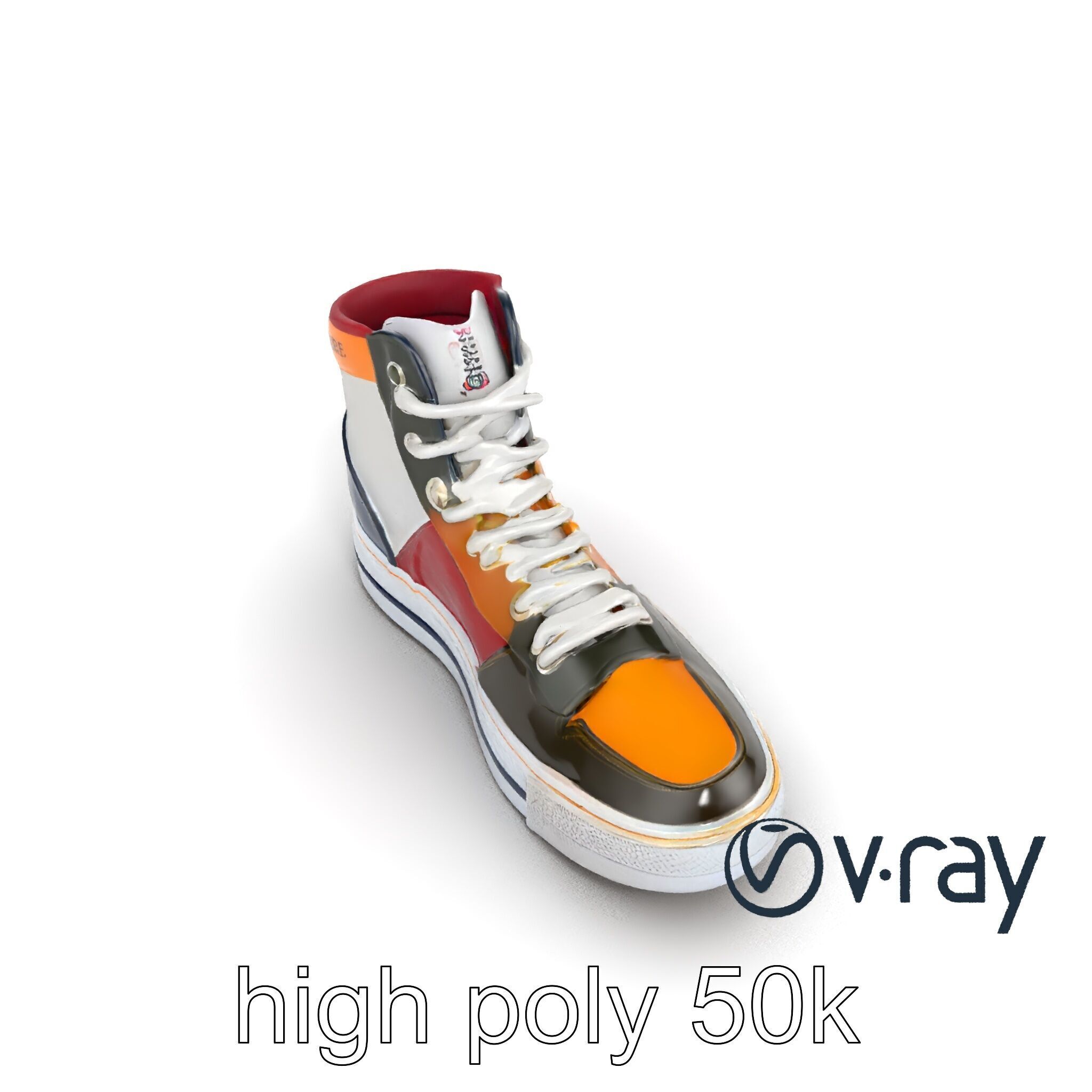 Retro-Inspired High-Top Sneaker model pack Low-poly 3D model_11