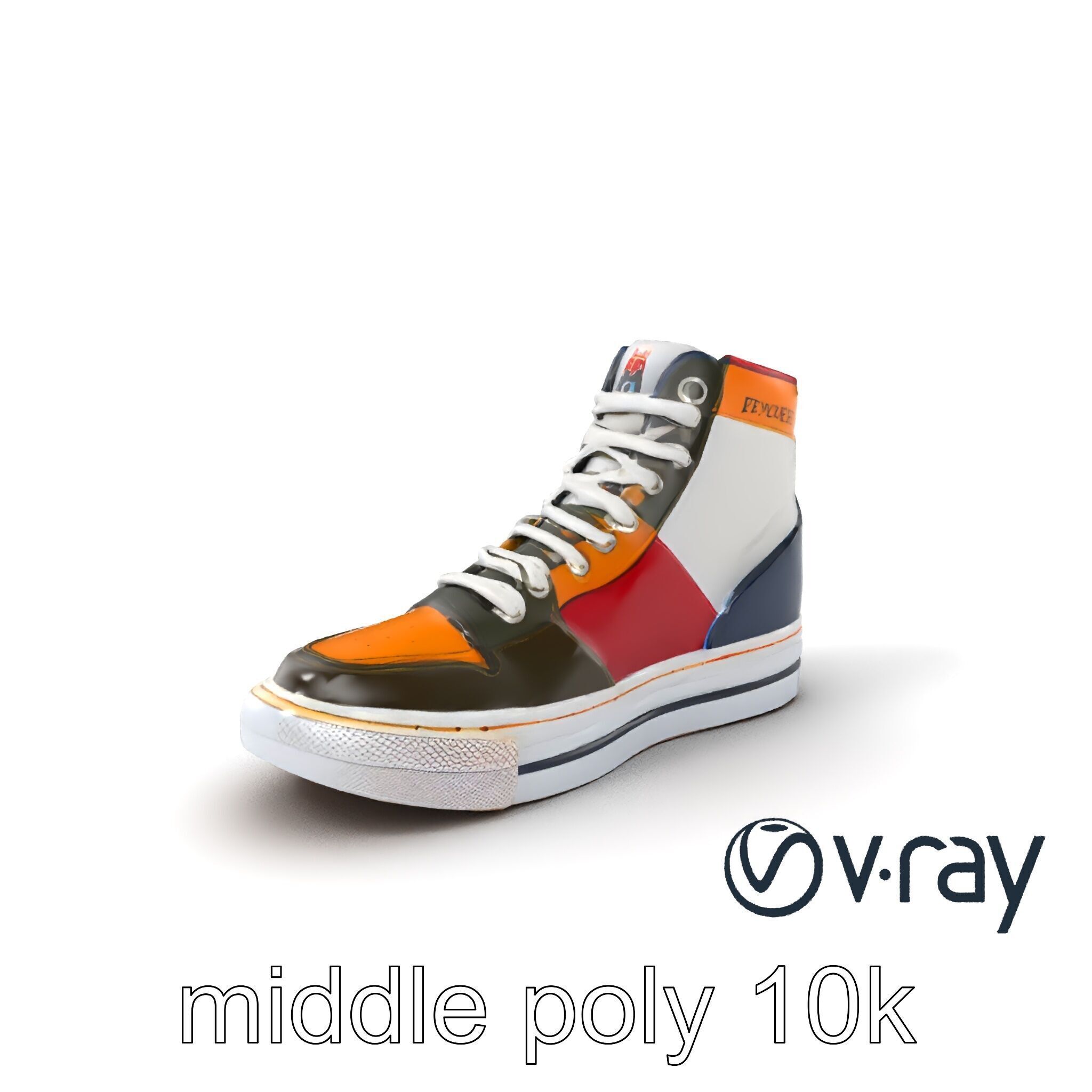 Retro-Inspired High-Top Sneaker model pack Low-poly 3D model_3