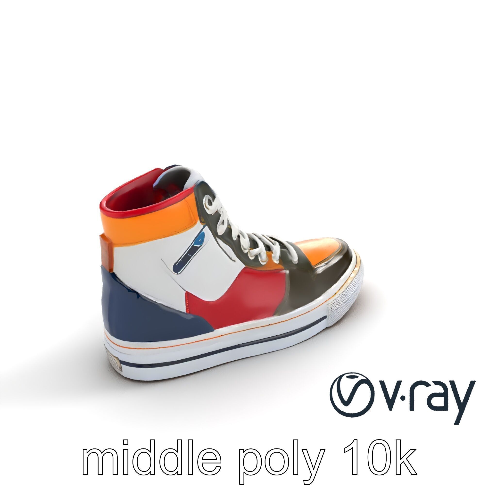 Retro-Inspired High-Top Sneaker model pack Low-poly 3D model_6