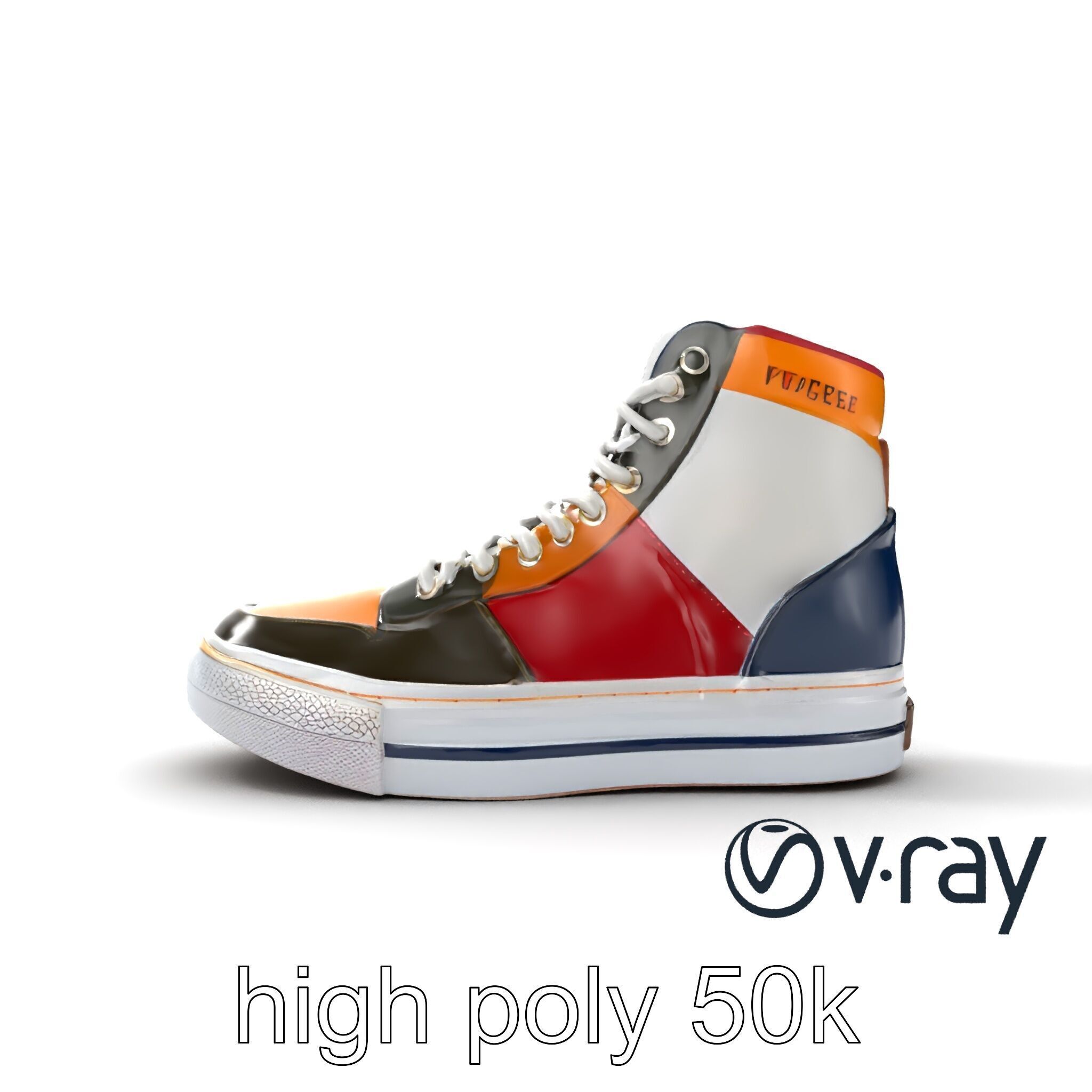 Retro-Inspired High-Top Sneaker model pack Low-poly 3D model_19