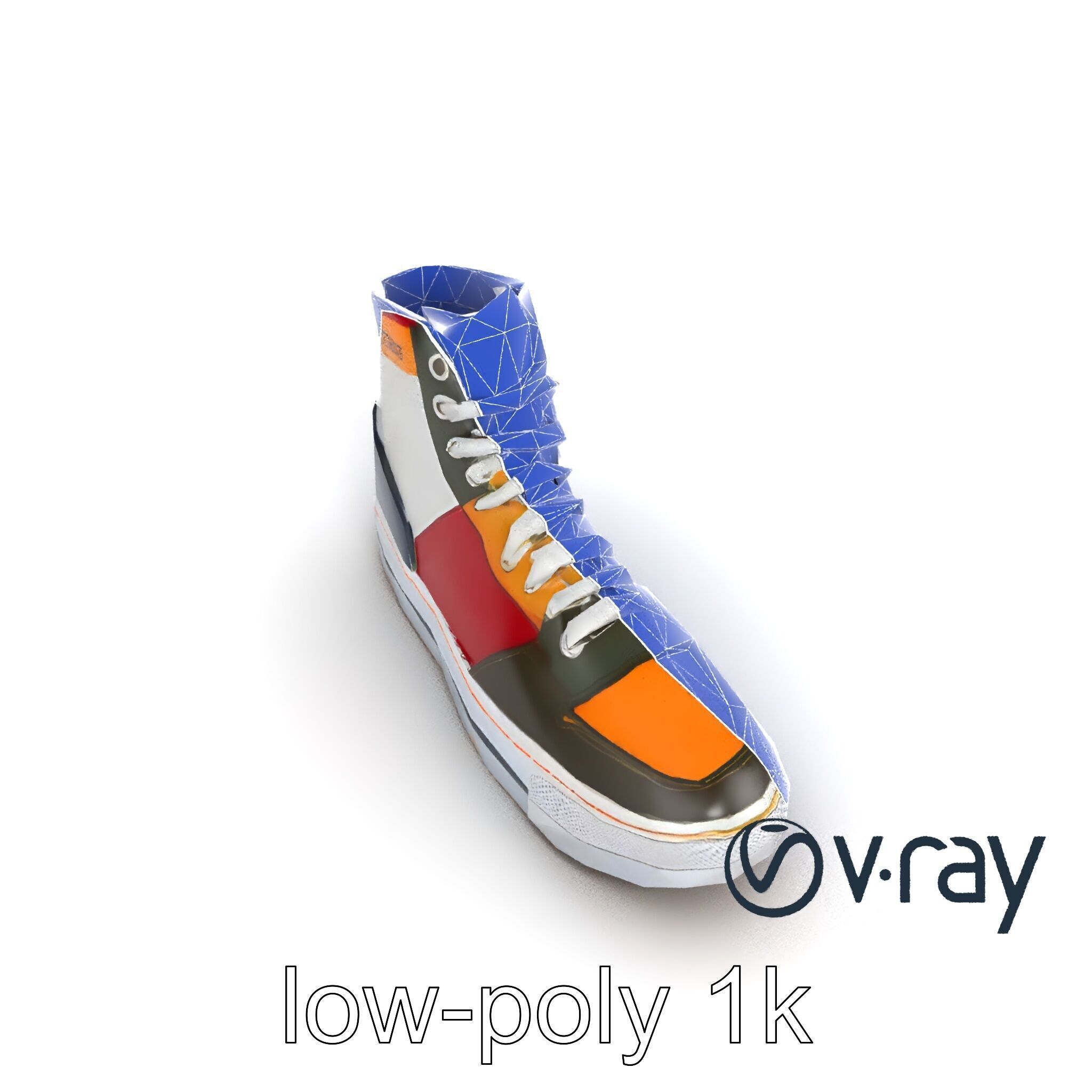 Retro-Inspired High-Top Sneaker model pack Low-poly 3D model_25