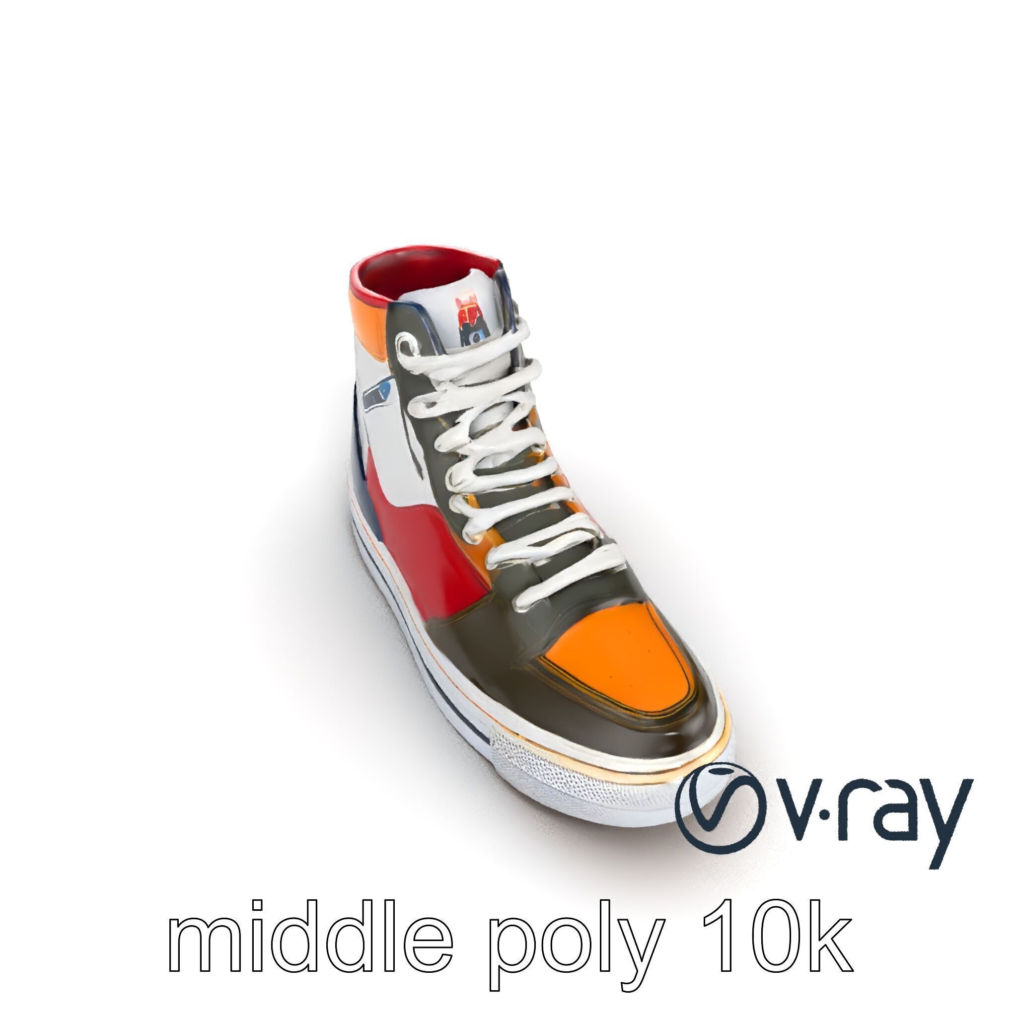 Retro-Inspired High-Top Sneaker model pack Low-poly 3D model_9