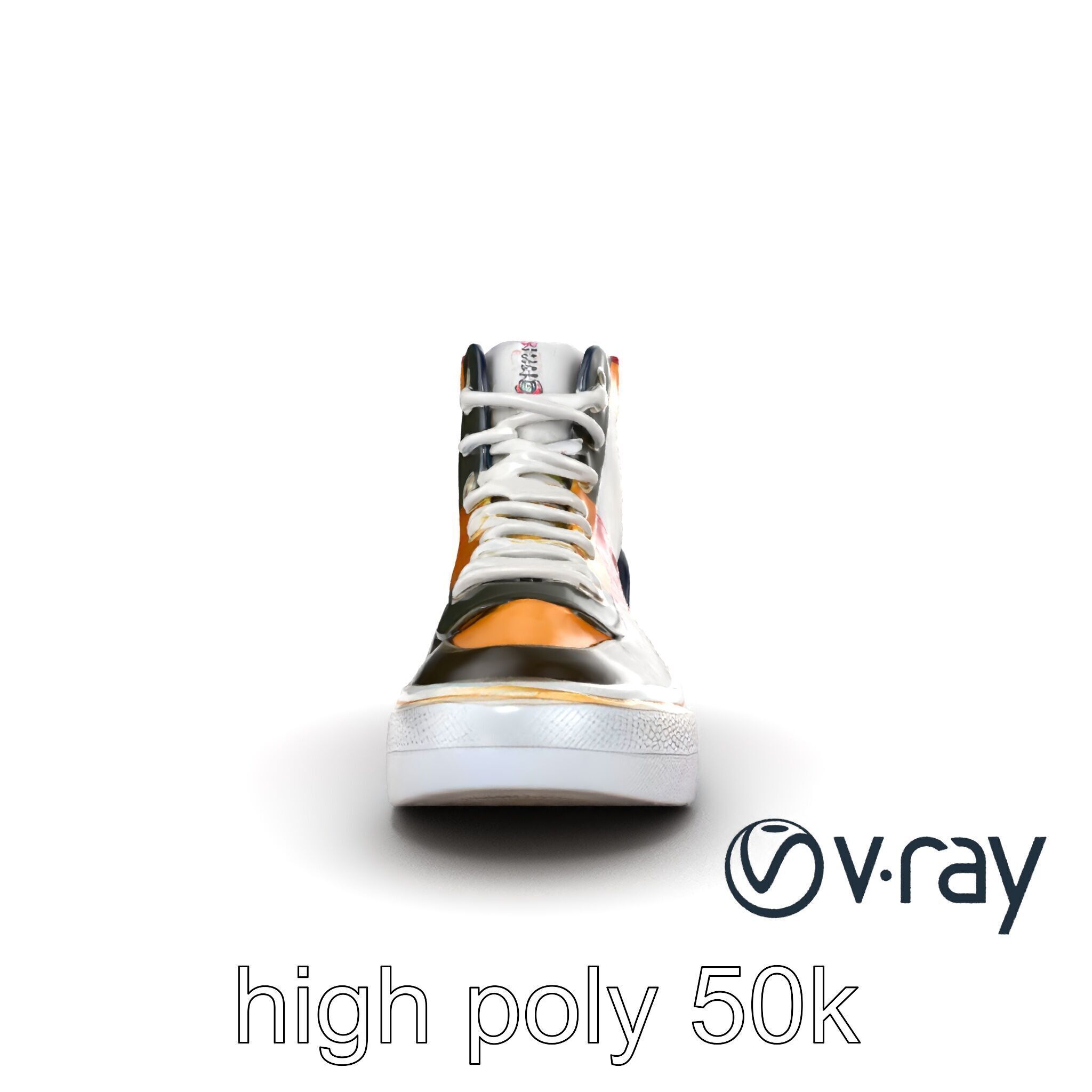 Retro-Inspired High-Top Sneaker model pack Low-poly 3D model_14