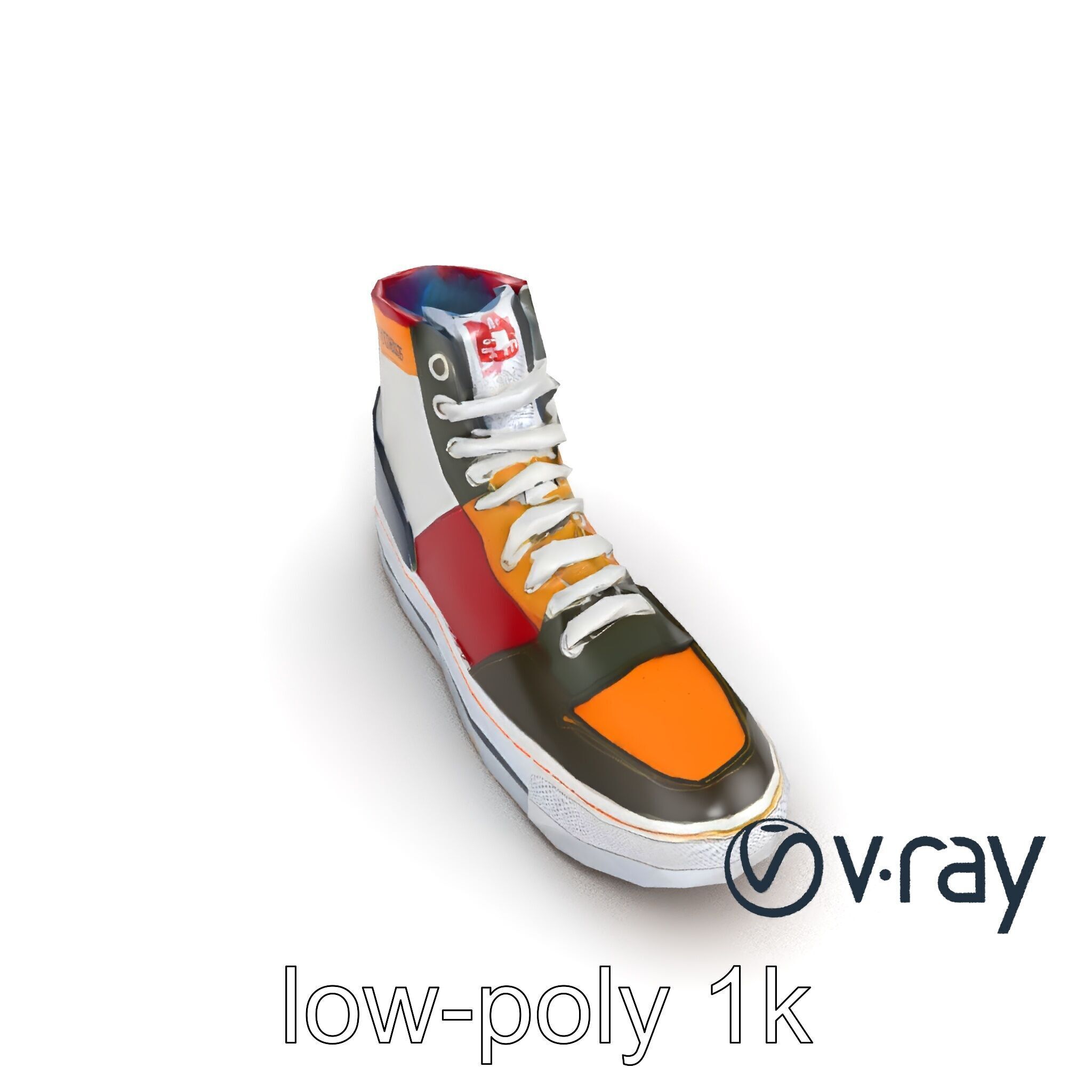 Retro-Inspired High-Top Sneaker model pack Low-poly 3D model_20