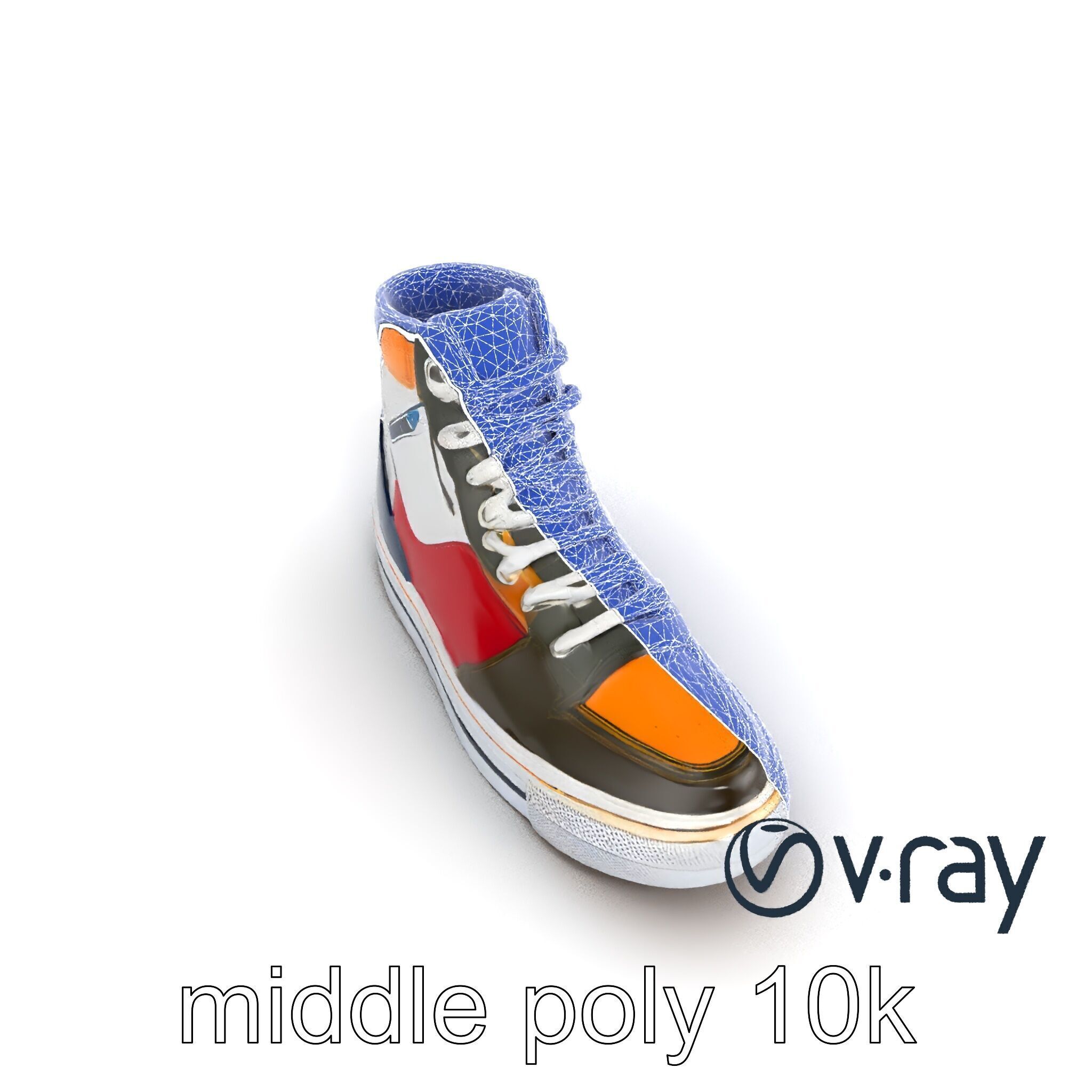 Retro-Inspired High-Top Sneaker model pack Low-poly 3D model_17