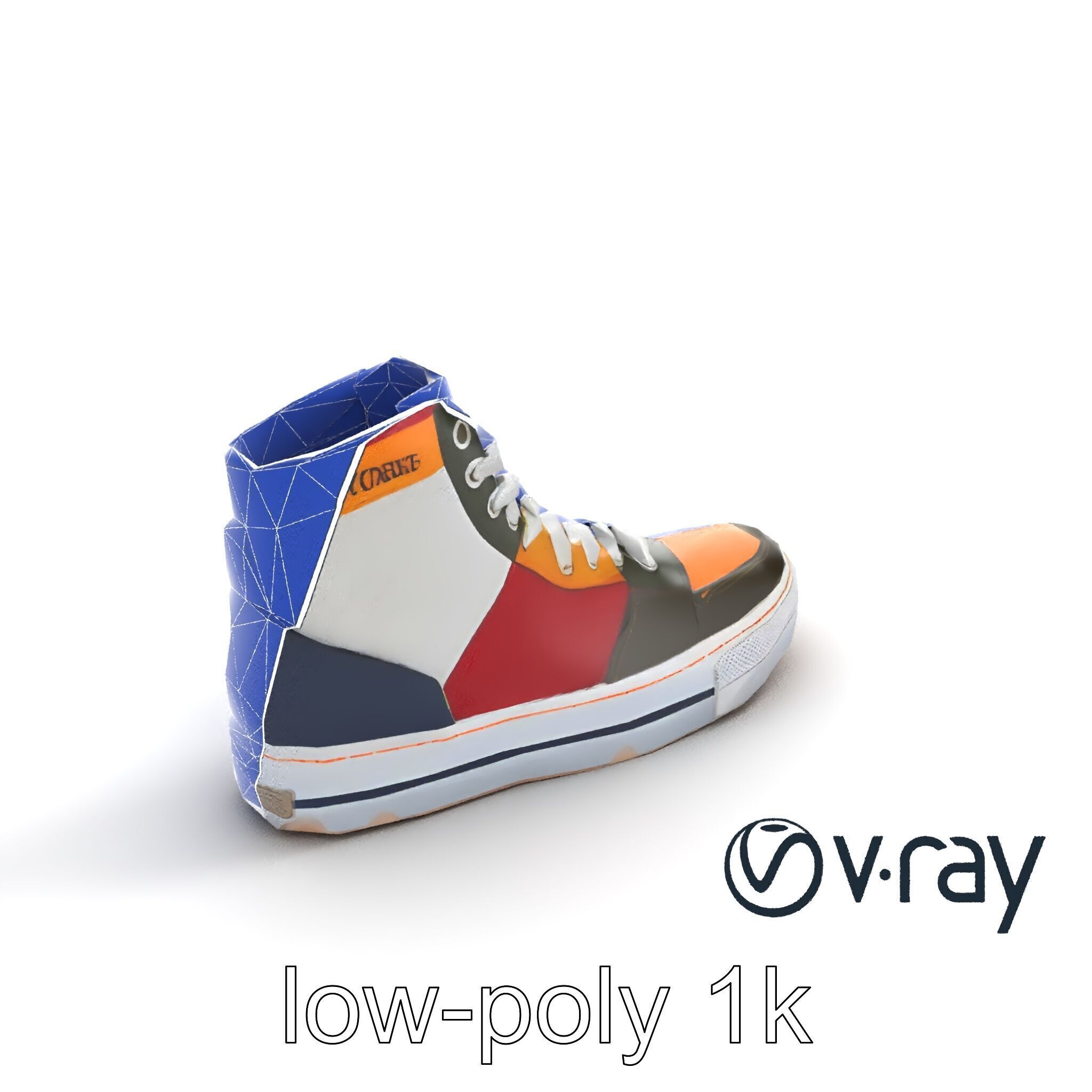 Retro-Inspired High-Top Sneaker model pack Low-poly 3D model_13