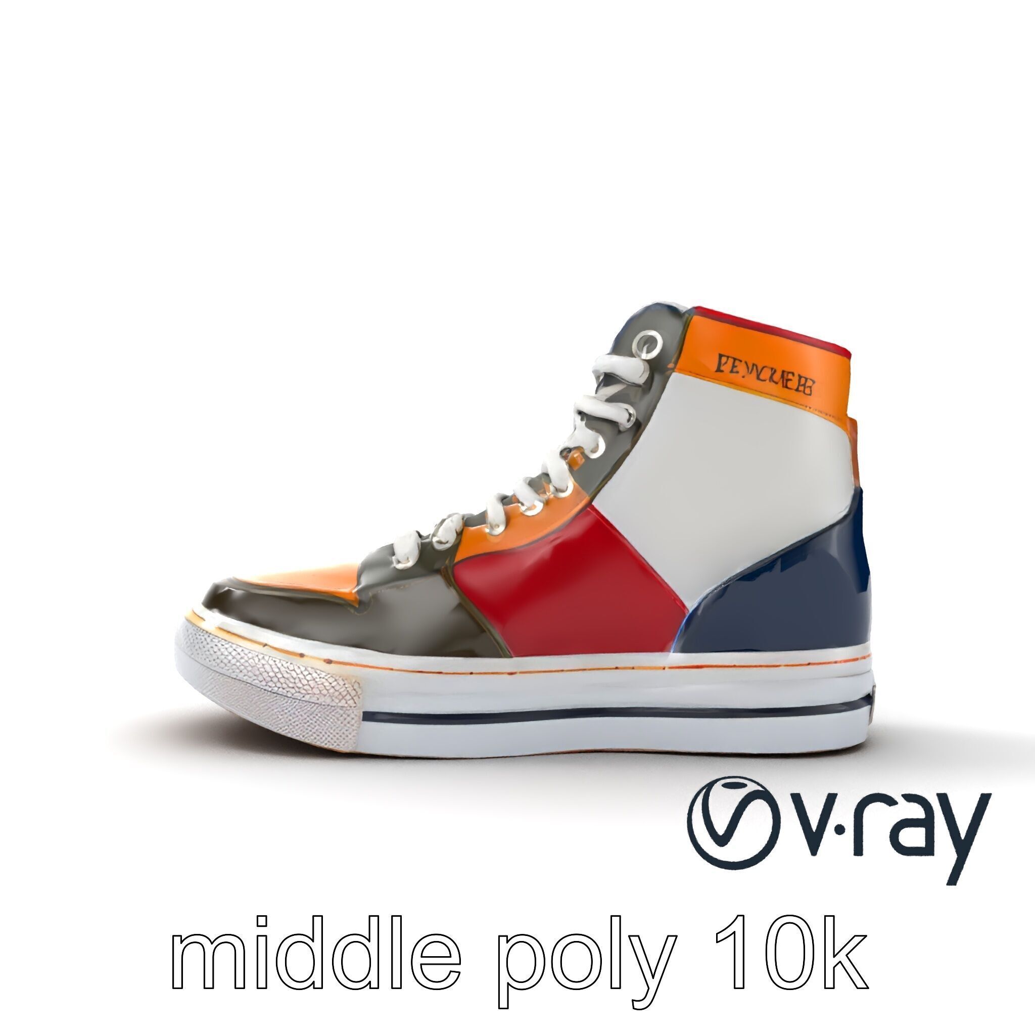 Retro-Inspired High-Top Sneaker model pack Low-poly 3D model_12