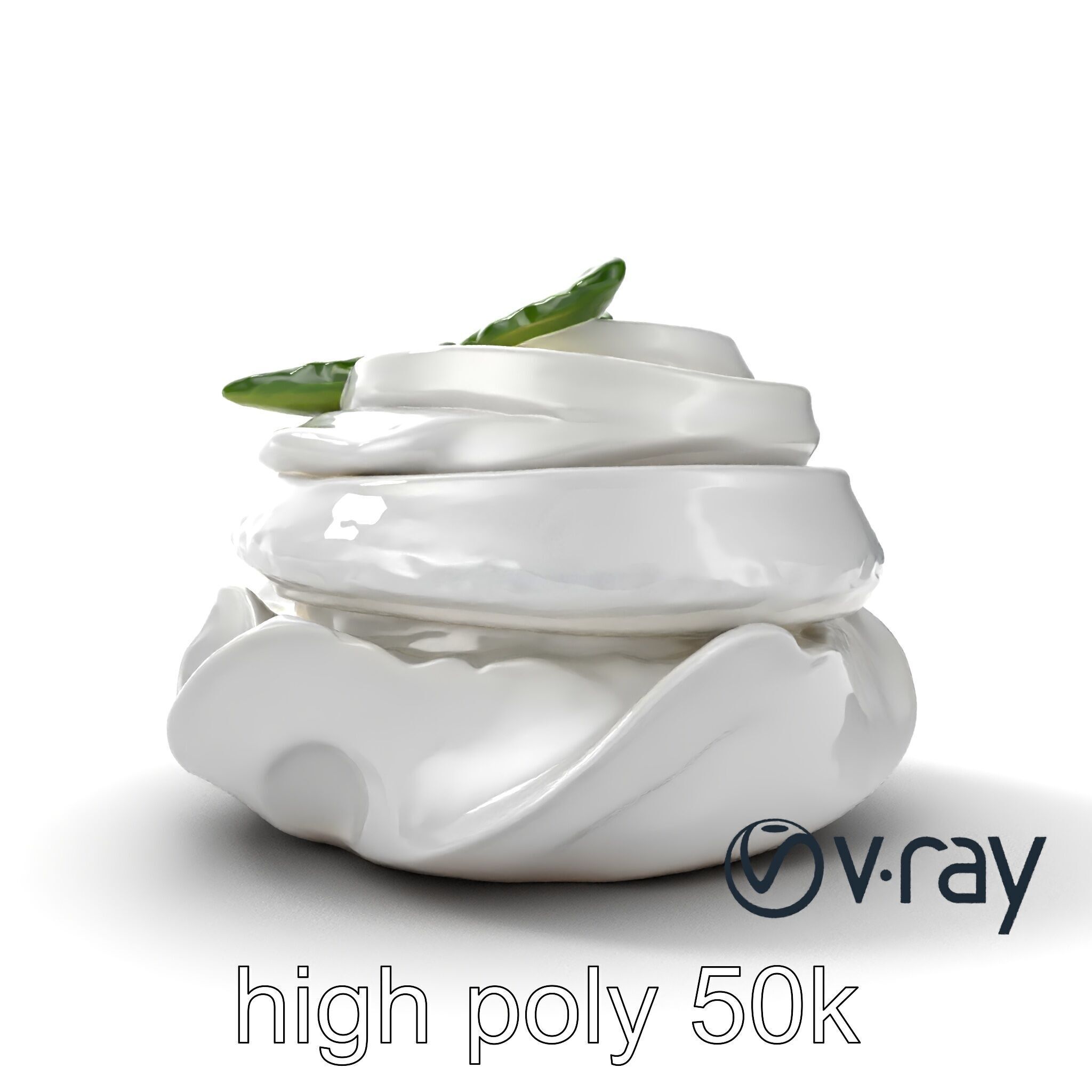 Meringue Cake with Mint Leaf 3D model pack Low-poly 3D model_31