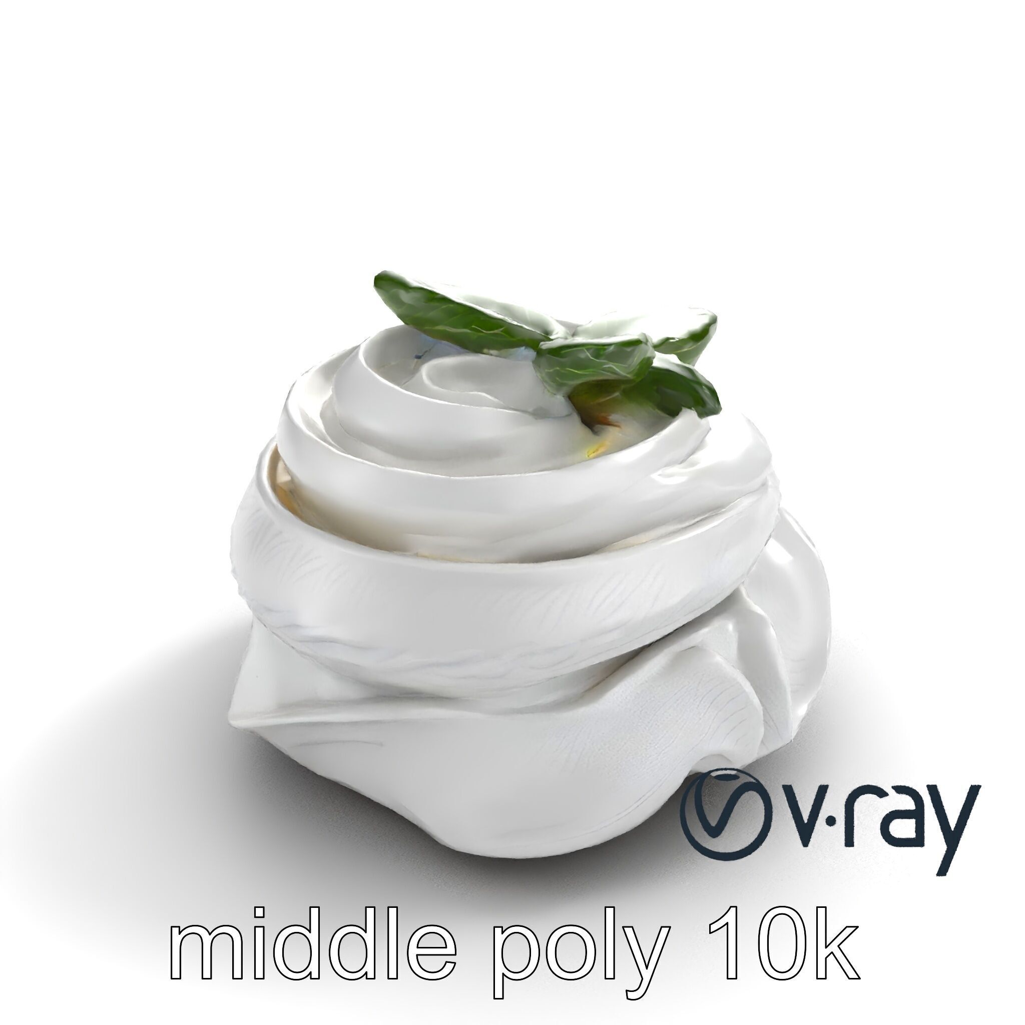 Meringue Cake with Mint Leaf 3D model pack Low-poly 3D model_9
