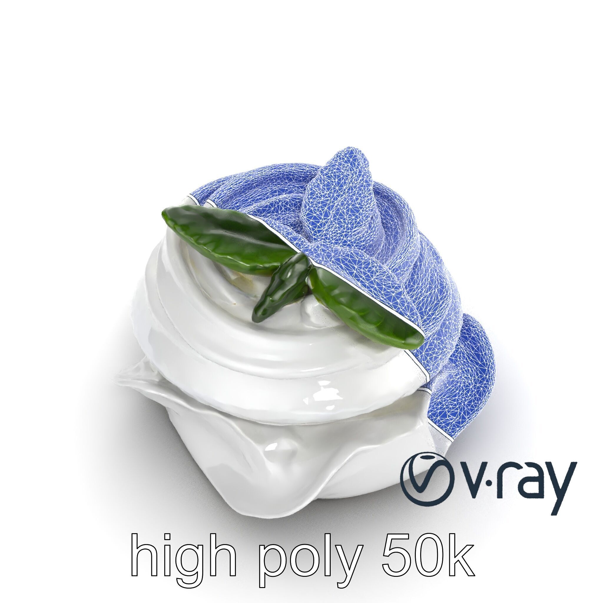 Meringue Cake with Mint Leaf 3D model pack Low-poly 3D model_23