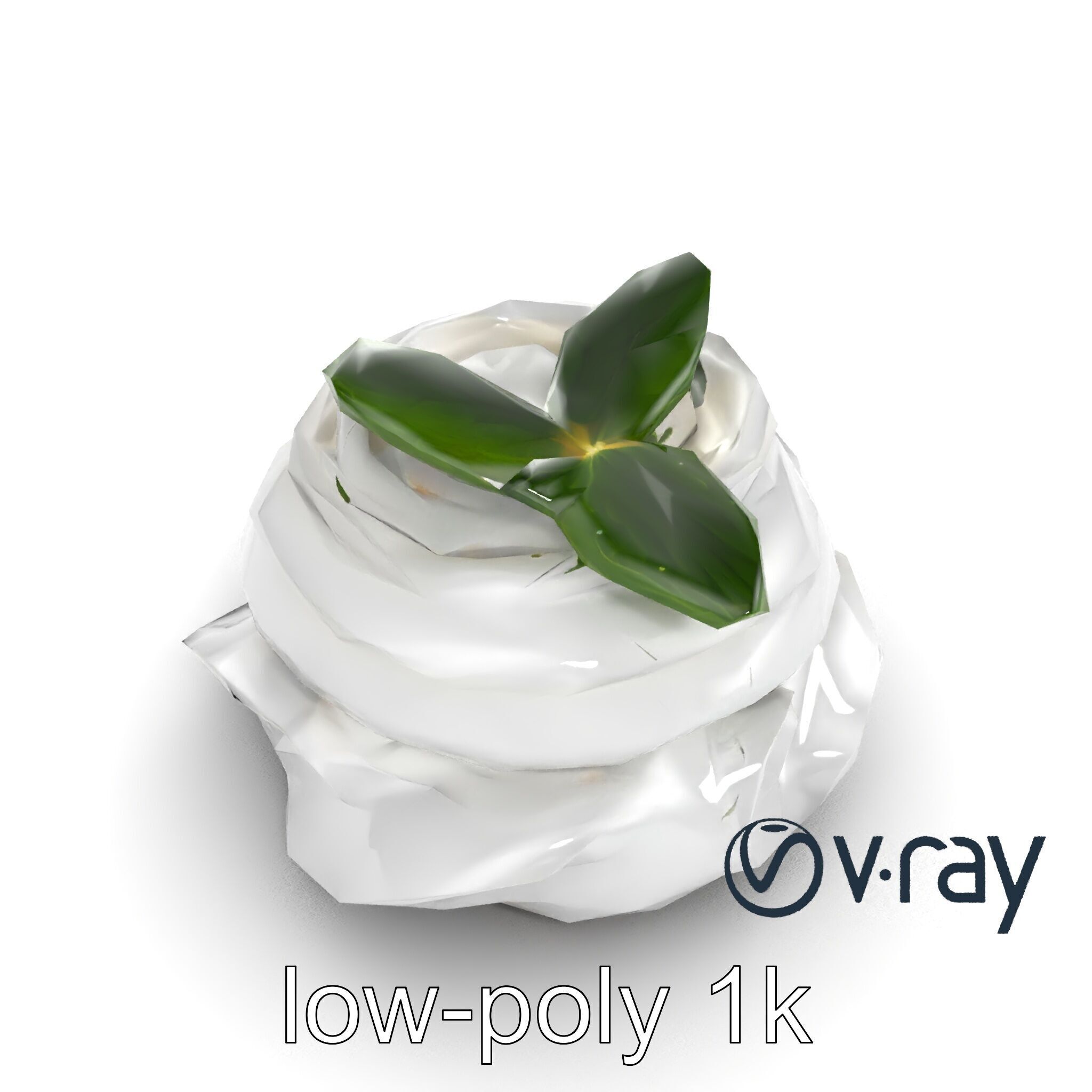Meringue Cake with Mint Leaf 3D model pack Low-poly 3D model_10