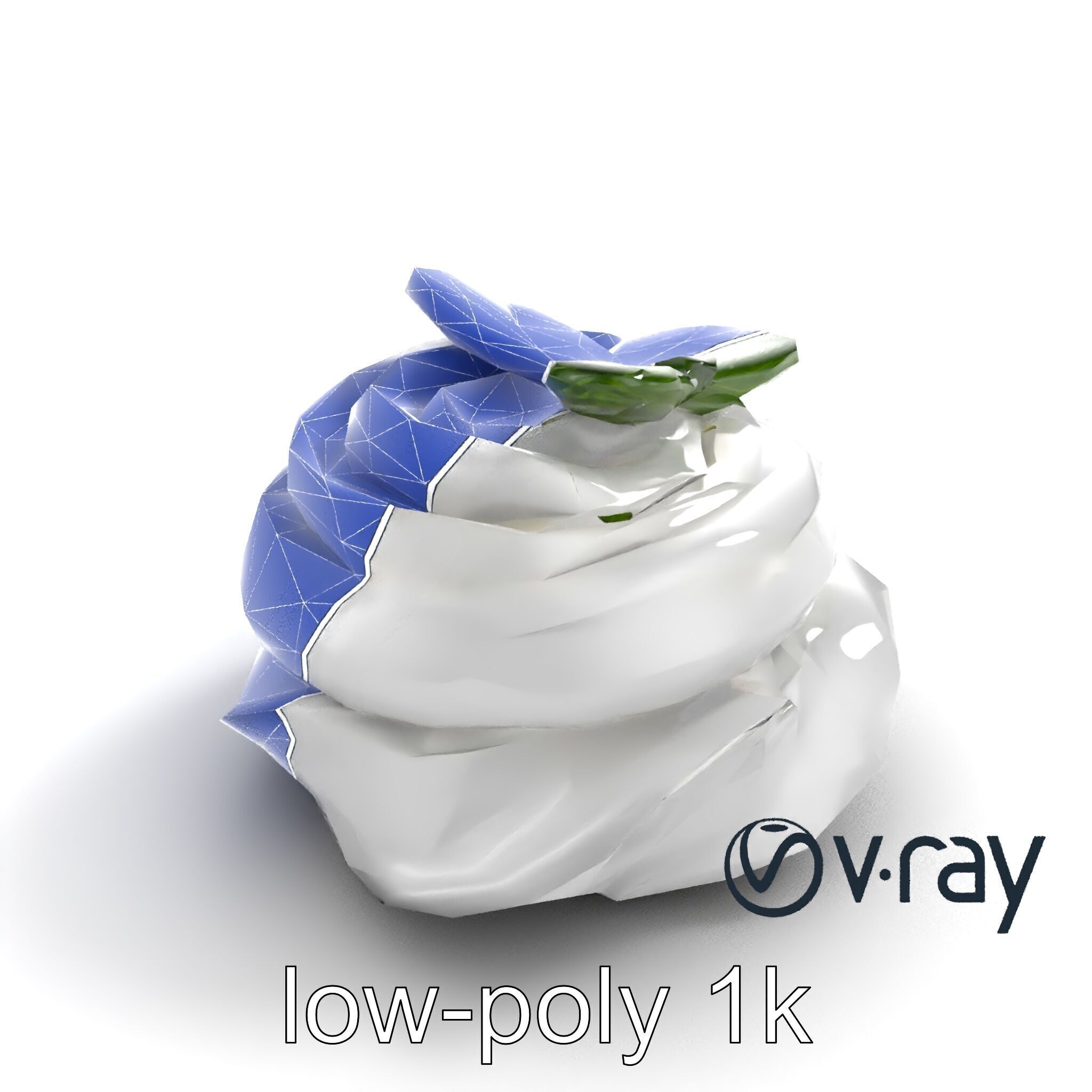Meringue Cake with Mint Leaf 3D model pack Low-poly 3D model_20