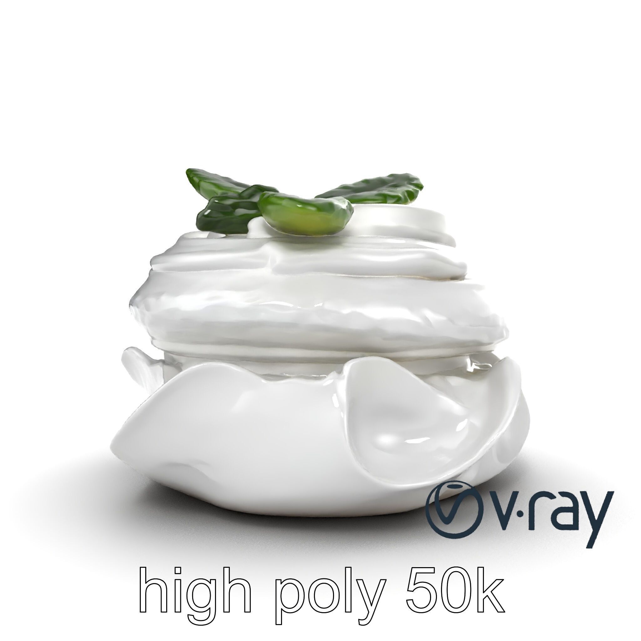 Meringue Cake with Mint Leaf 3D model pack Low-poly 3D model_22
