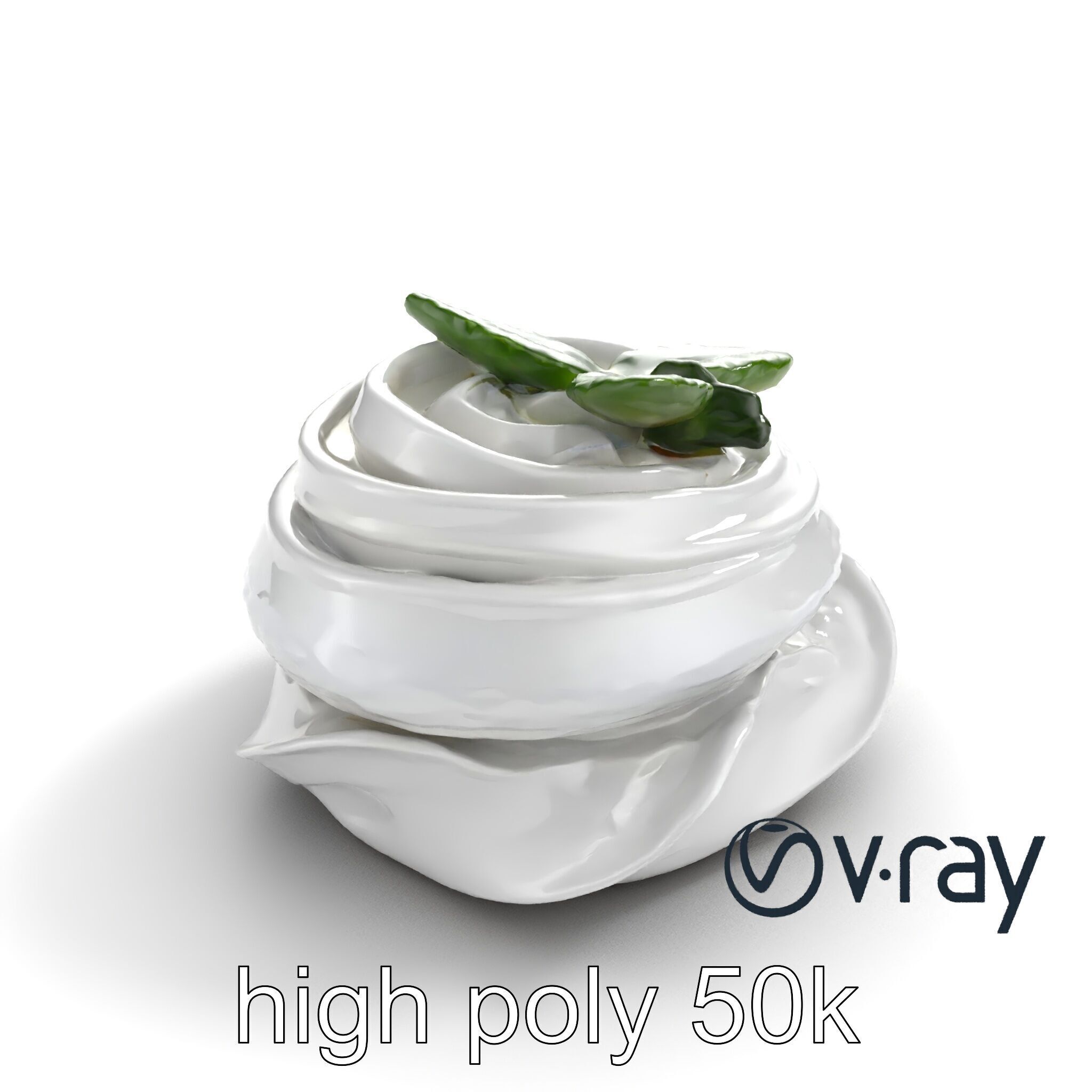 Meringue Cake with Mint Leaf 3D model pack Low-poly 3D model_8