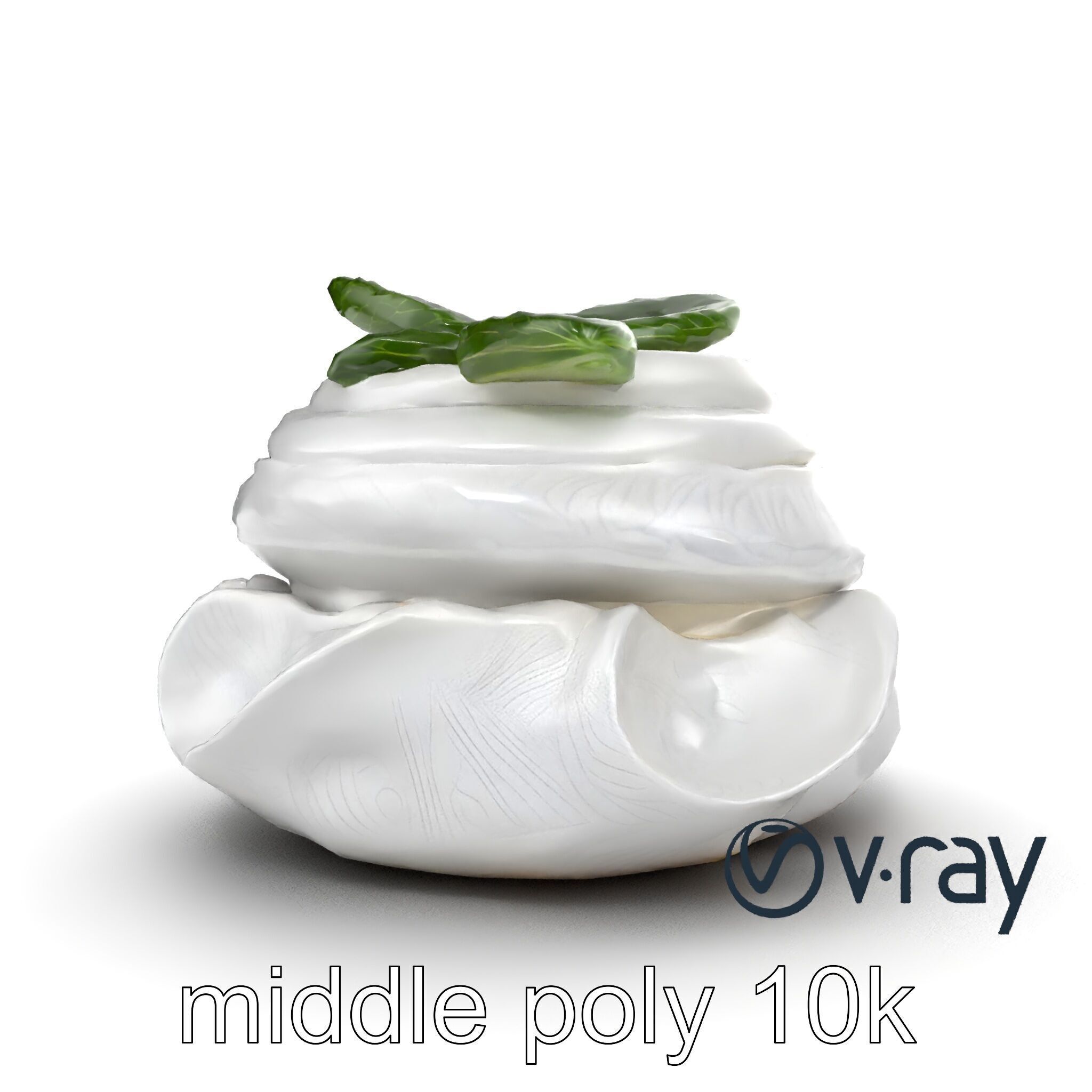Meringue Cake with Mint Leaf 3D model pack Low-poly 3D model_14
