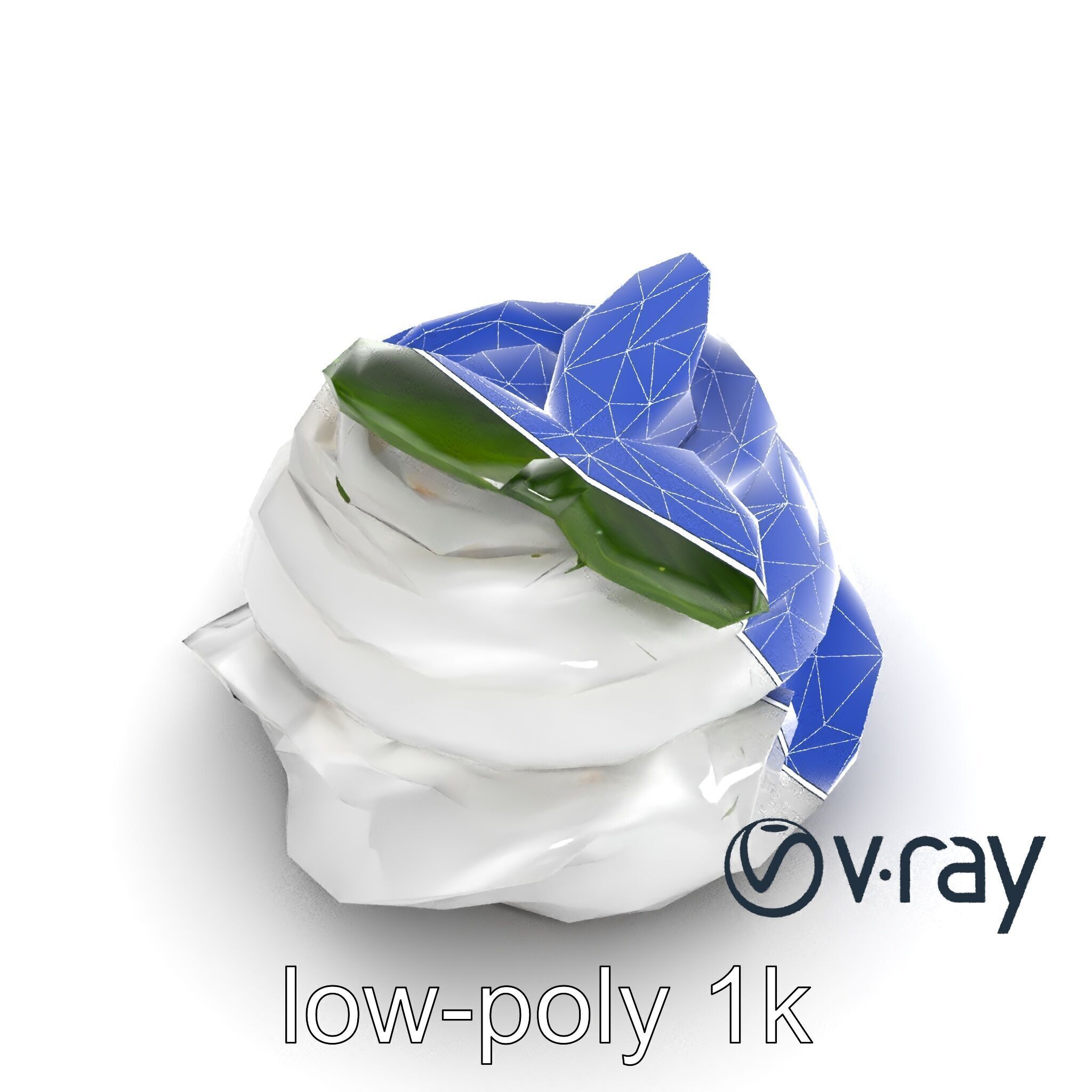 Meringue Cake with Mint Leaf 3D model pack Low-poly 3D model_21