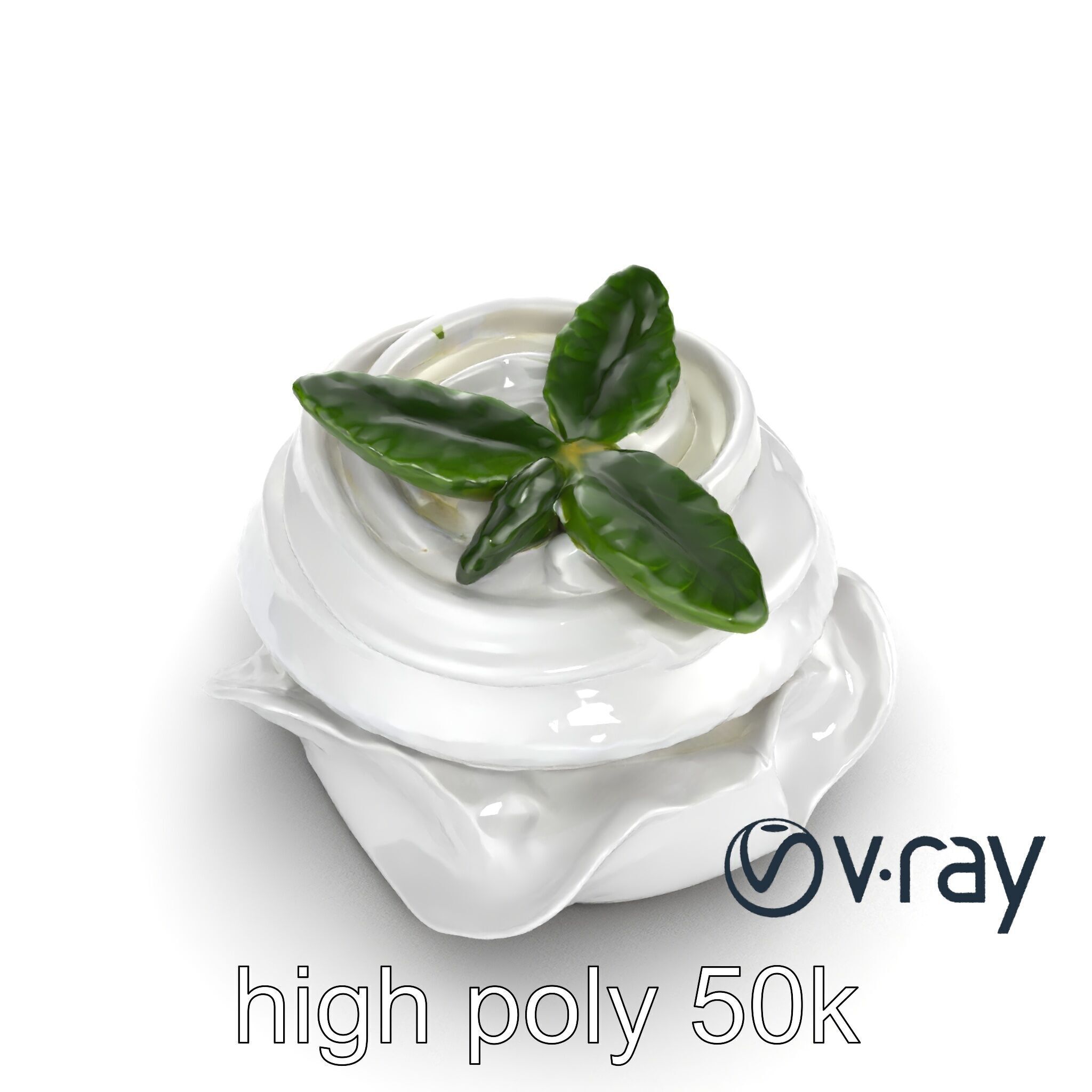 Meringue Cake with Mint Leaf 3D model pack Low-poly 3D model_19