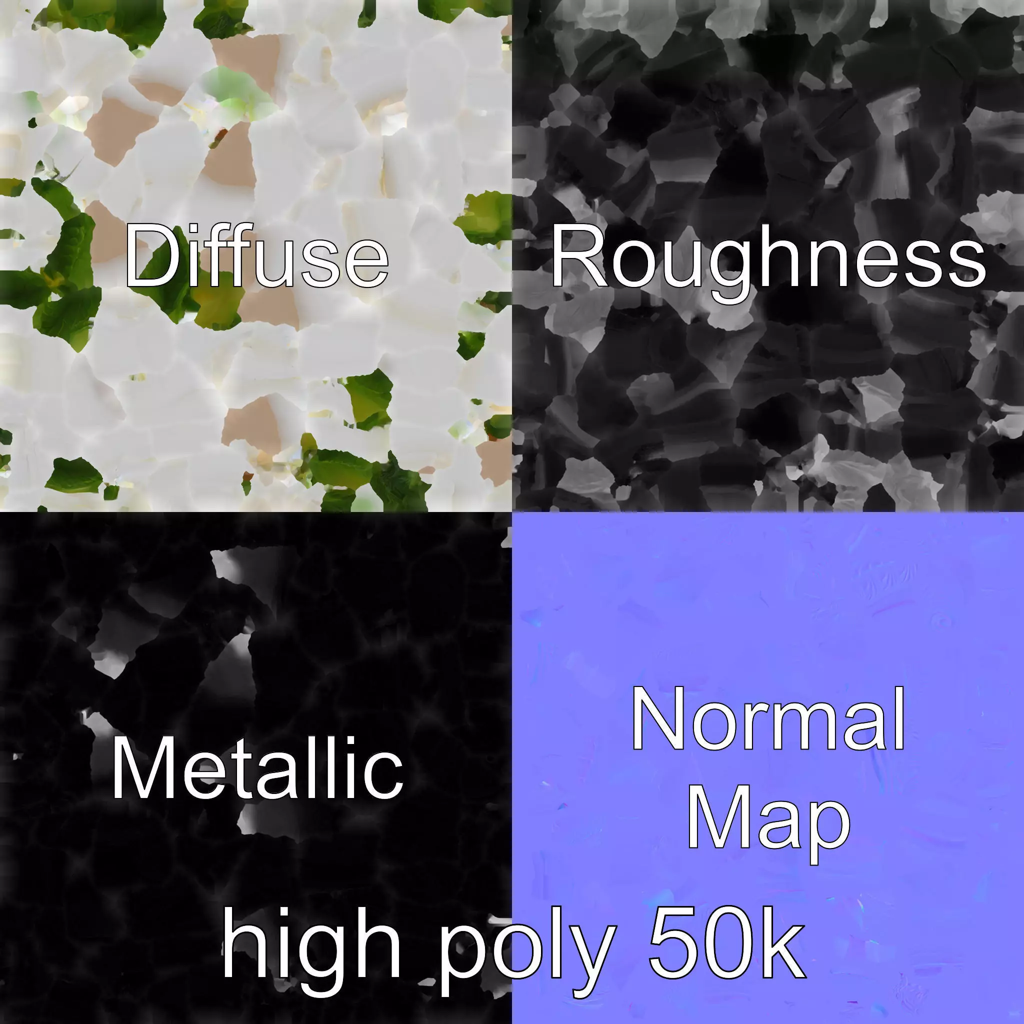 Meringue Cake with Mint Leaf 3D model pack Low-poly 3D model_0