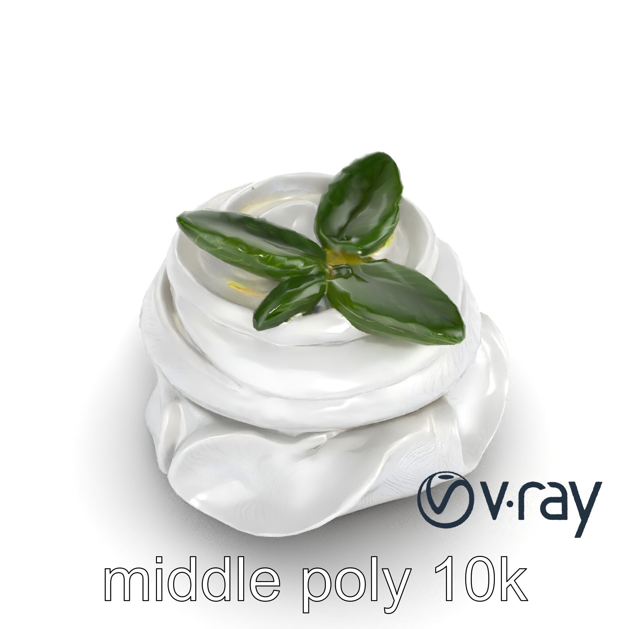 Meringue Cake with Mint Leaf 3D model pack Low-poly 3D model_15