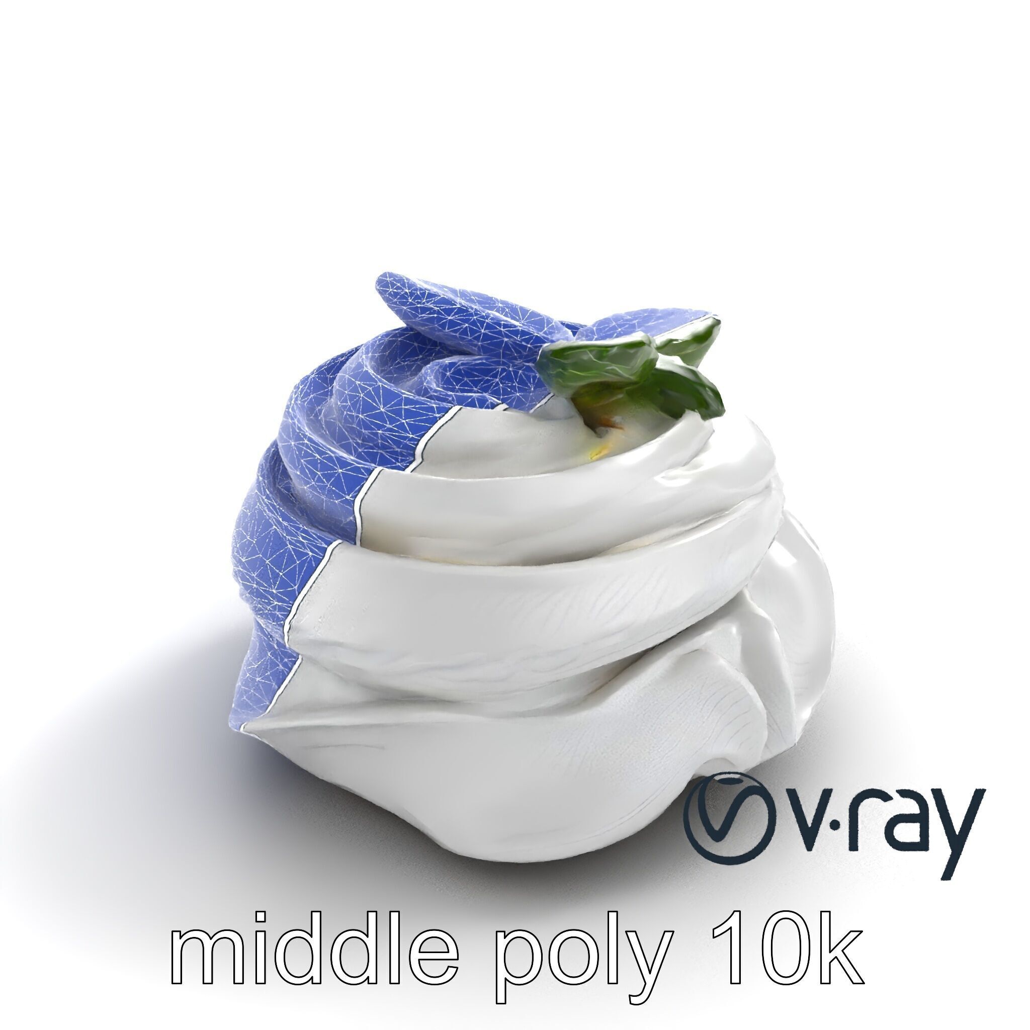 Meringue Cake with Mint Leaf 3D model pack Low-poly 3D model_11