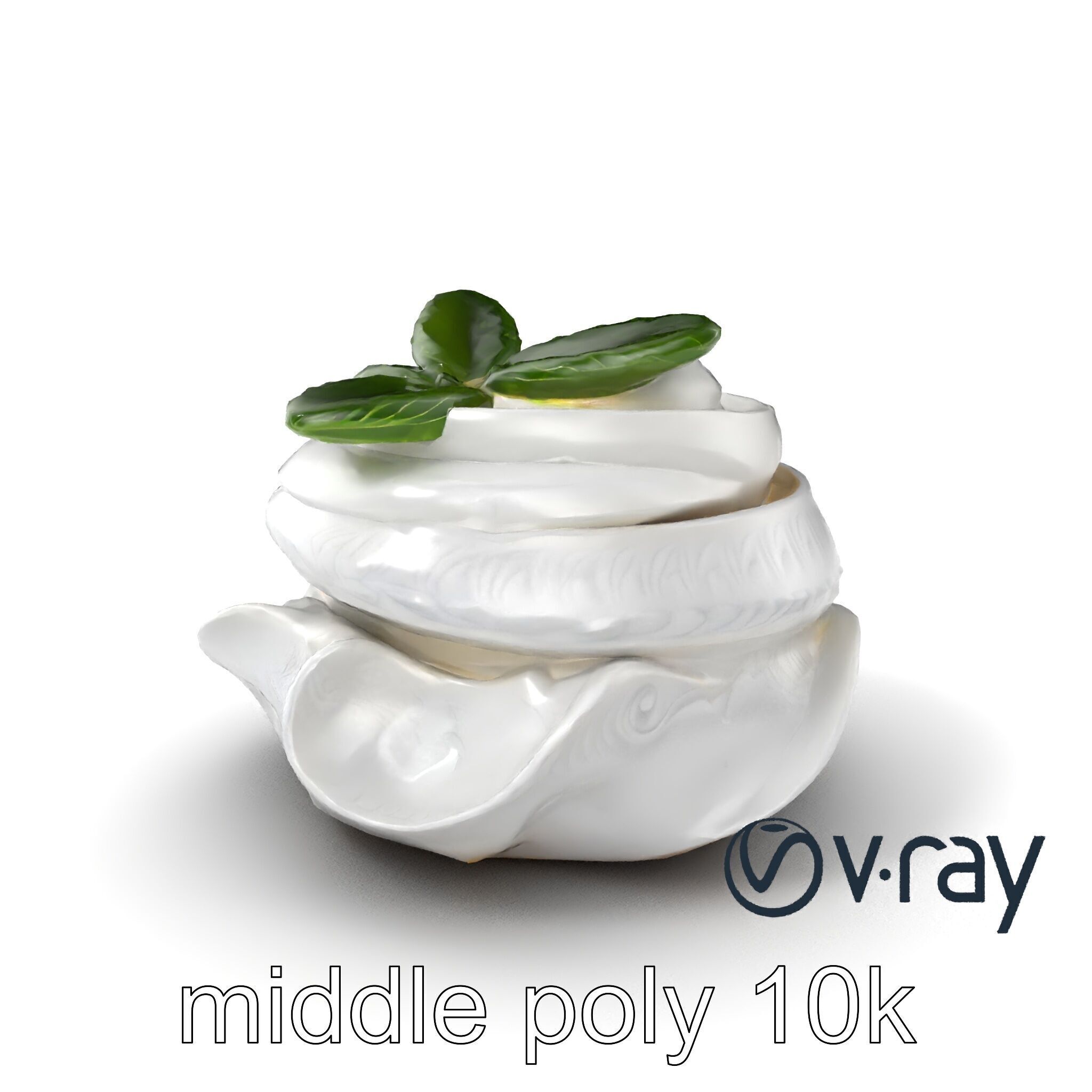 Meringue Cake with Mint Leaf 3D model pack Low-poly 3D model_3
