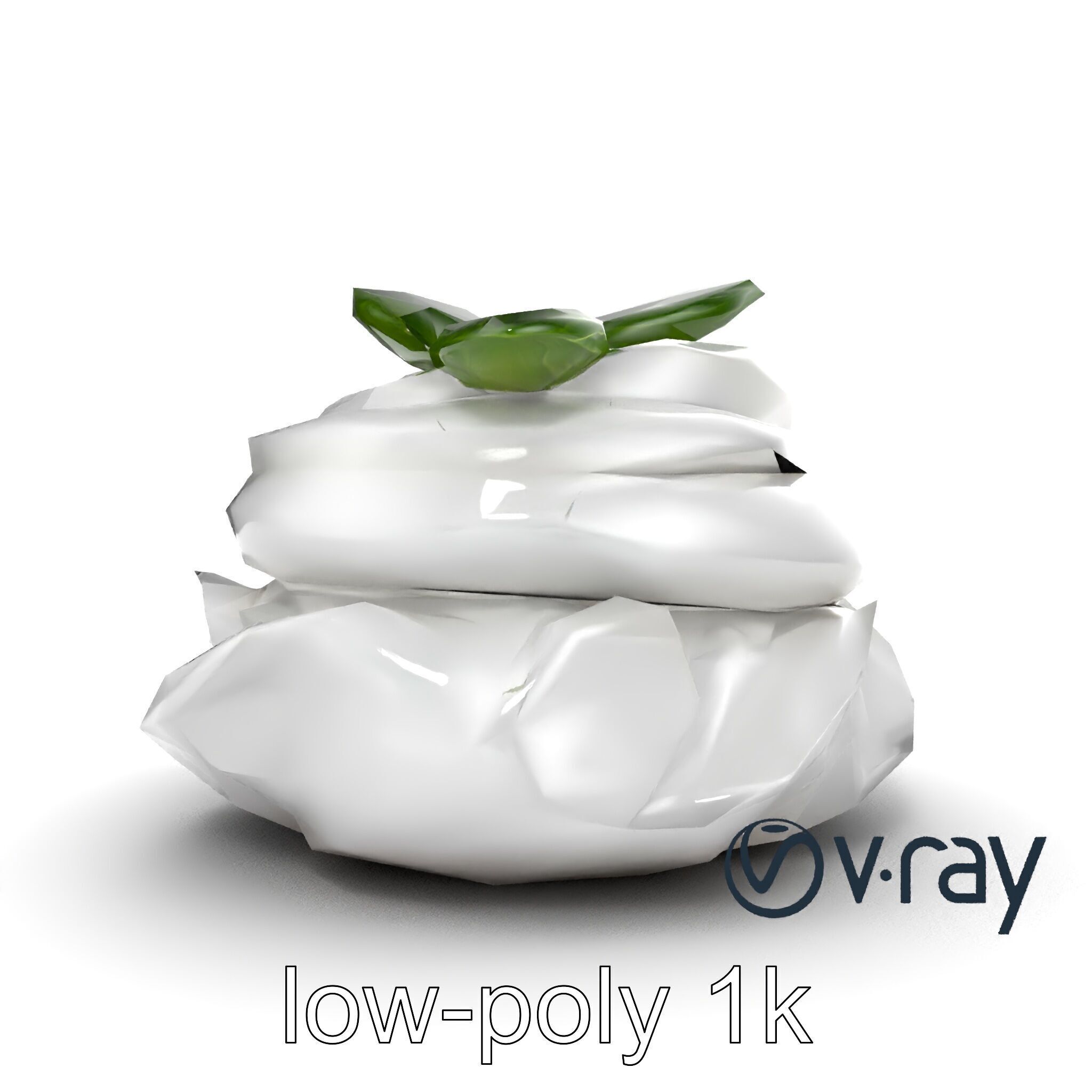 Meringue Cake with Mint Leaf 3D model pack Low-poly 3D model_17
