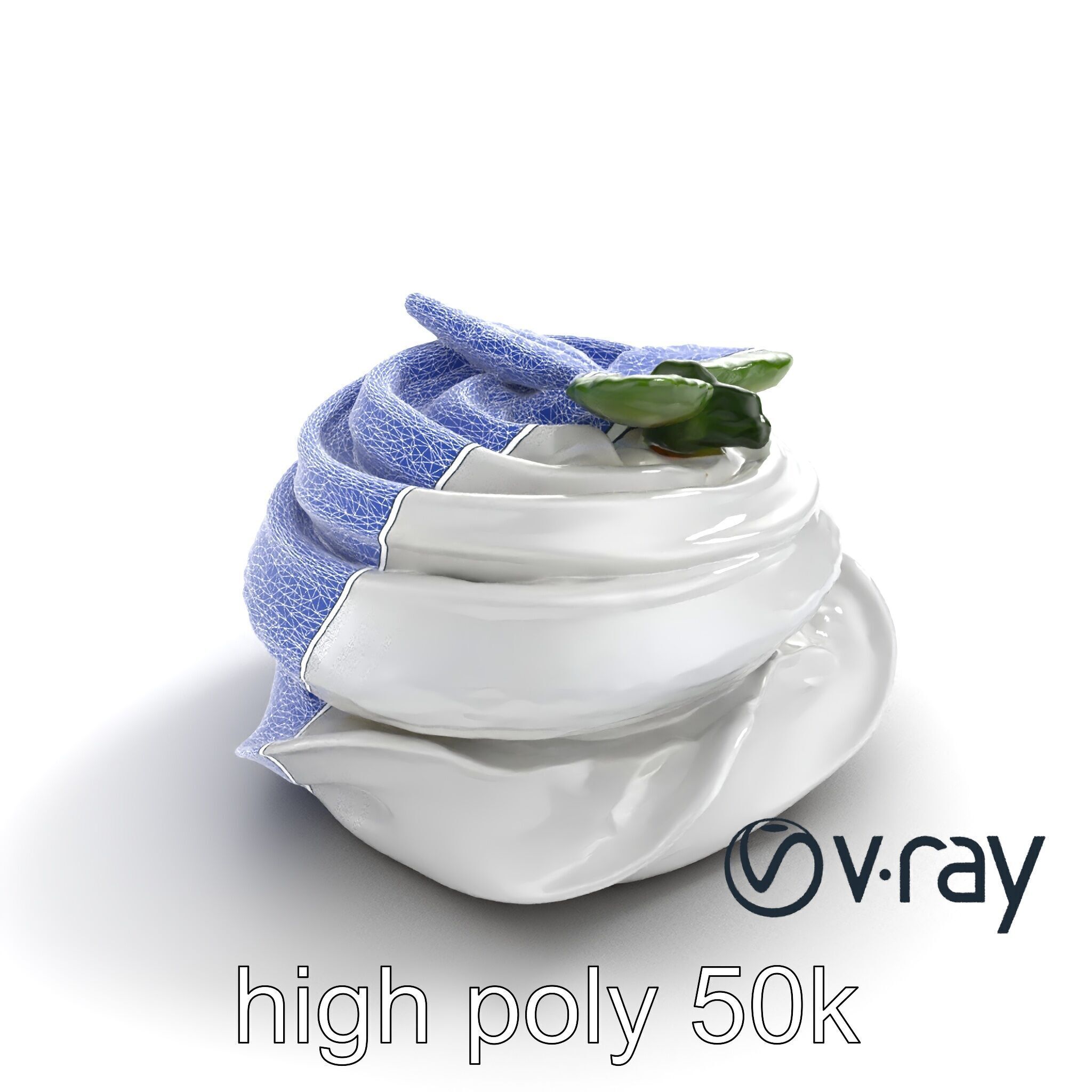 Meringue Cake with Mint Leaf 3D model pack Low-poly 3D model_13