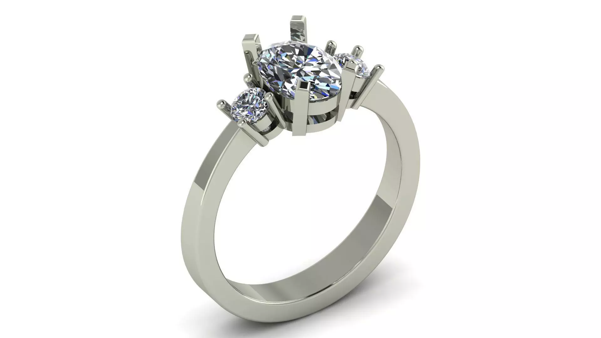 3 stone ring oval ring printable model Free 3D print model