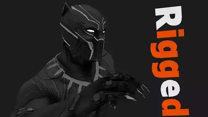 Black Panter Civil War Marvel Rigged Low-poly 3D model