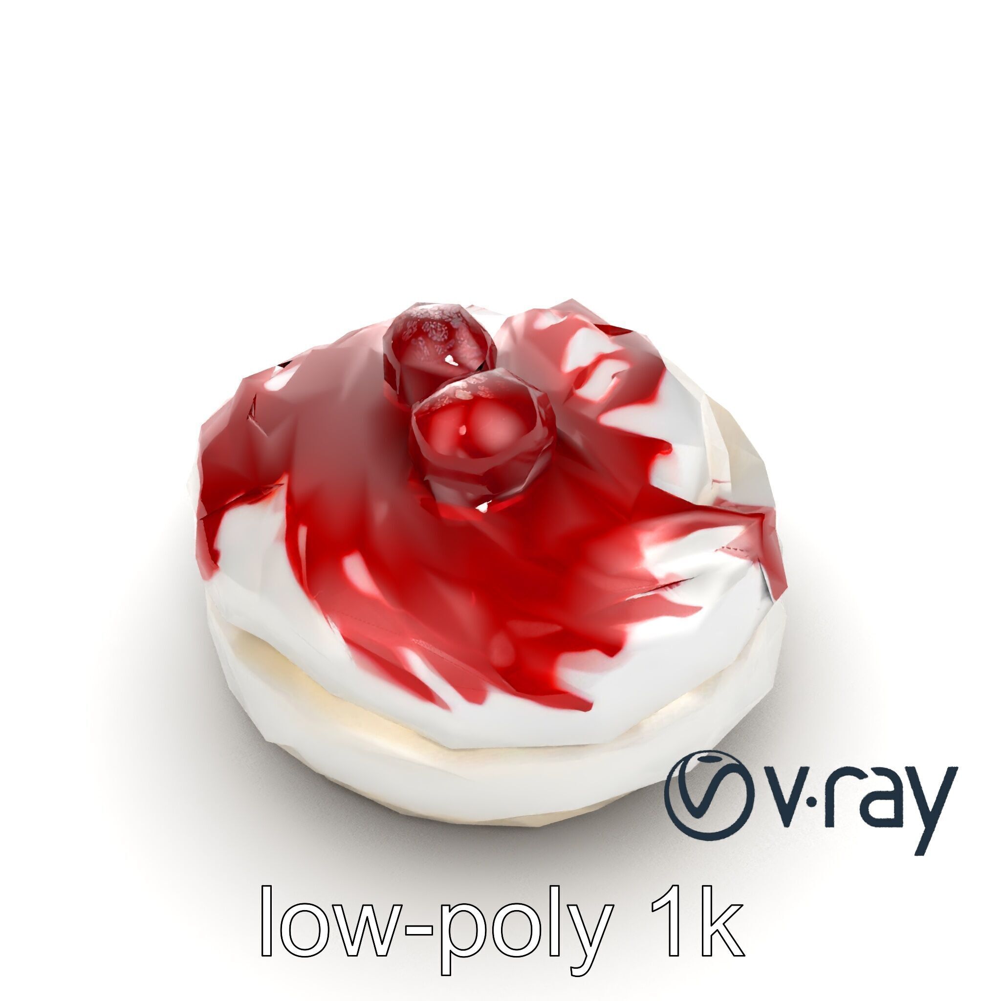 Meringue Cake with Raspberry Drizzle Model Pack Low-poly 3D model_16