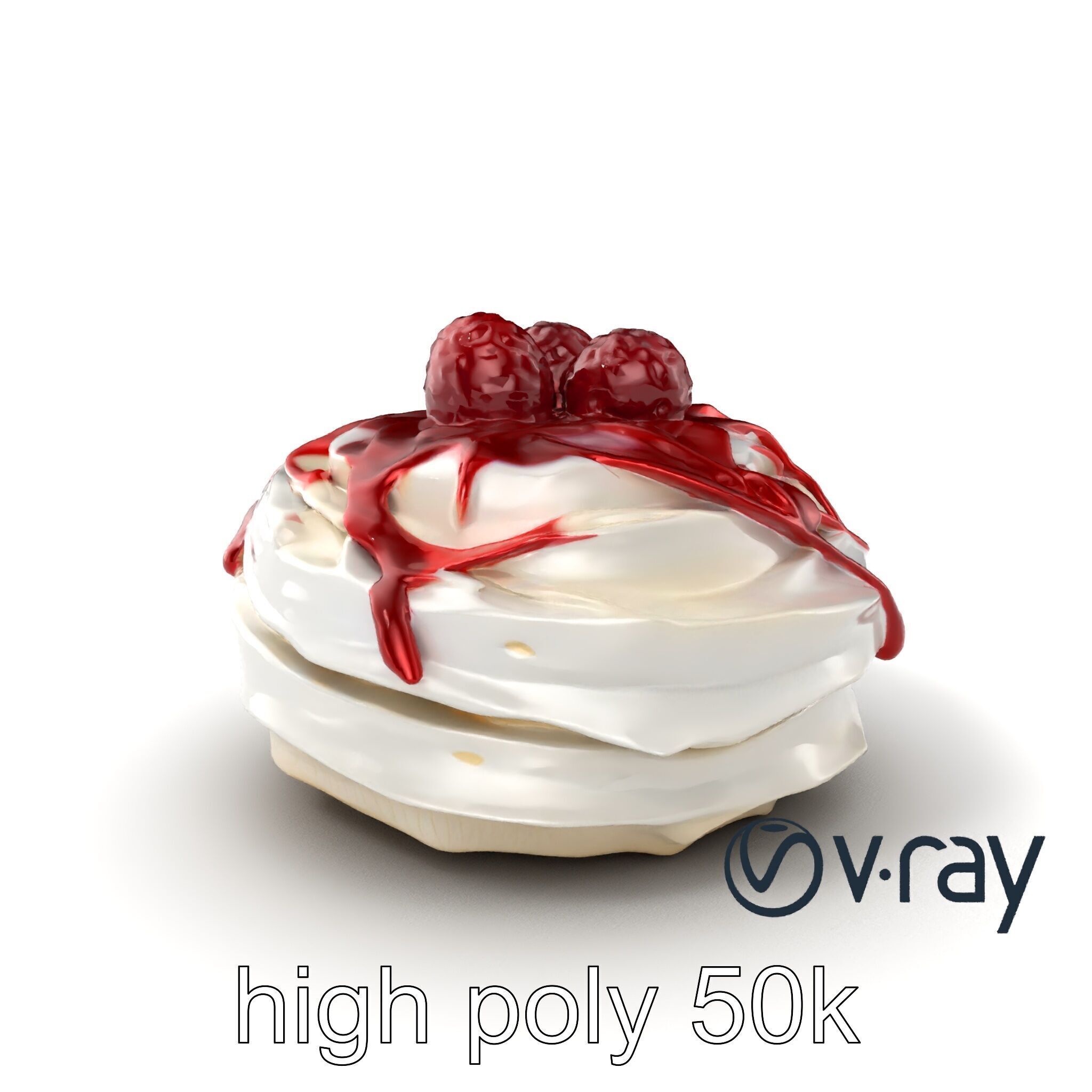 Meringue Cake with Raspberry Drizzle Model Pack Low-poly 3D model_5