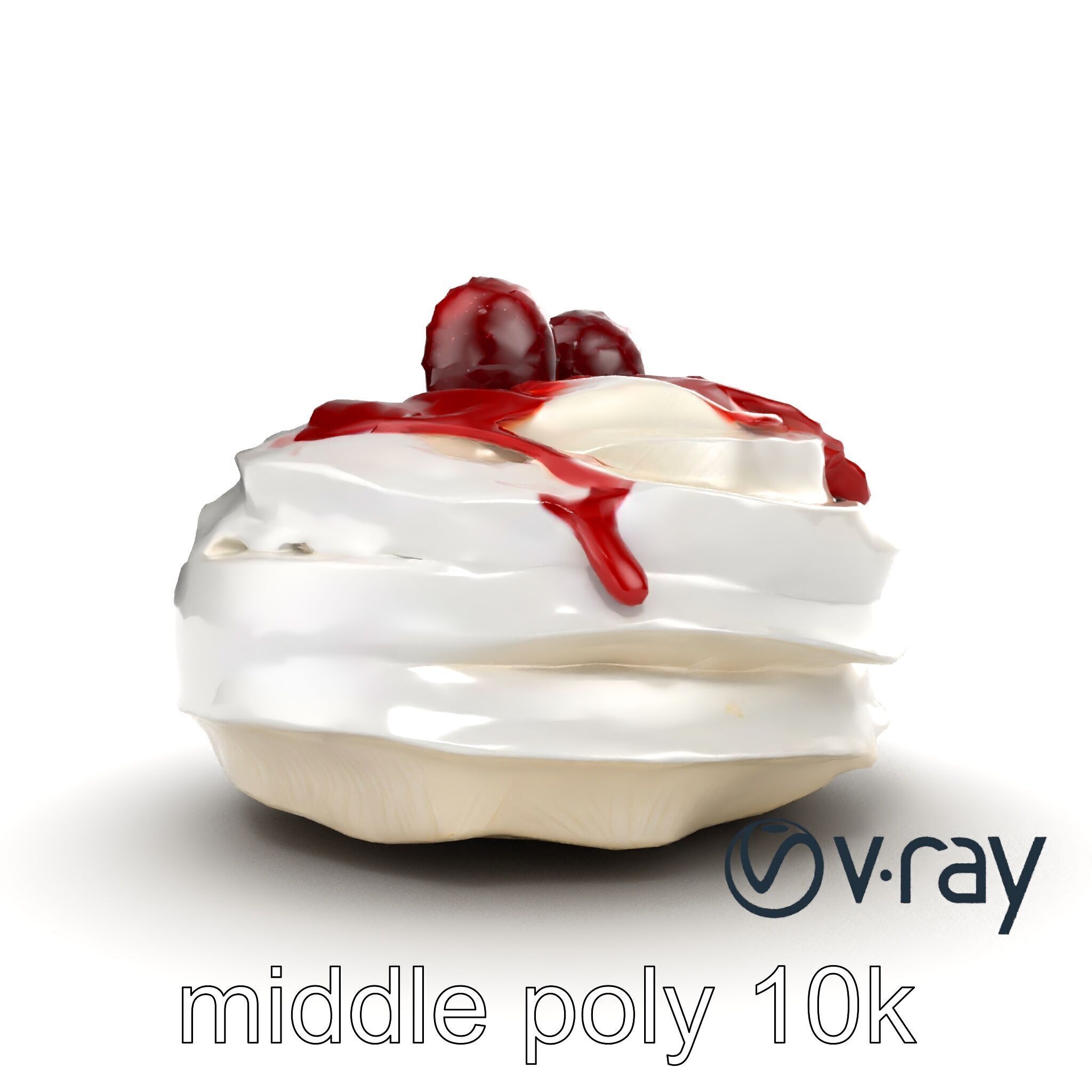 Meringue Cake with Raspberry Drizzle Model Pack Low-poly 3D model_21