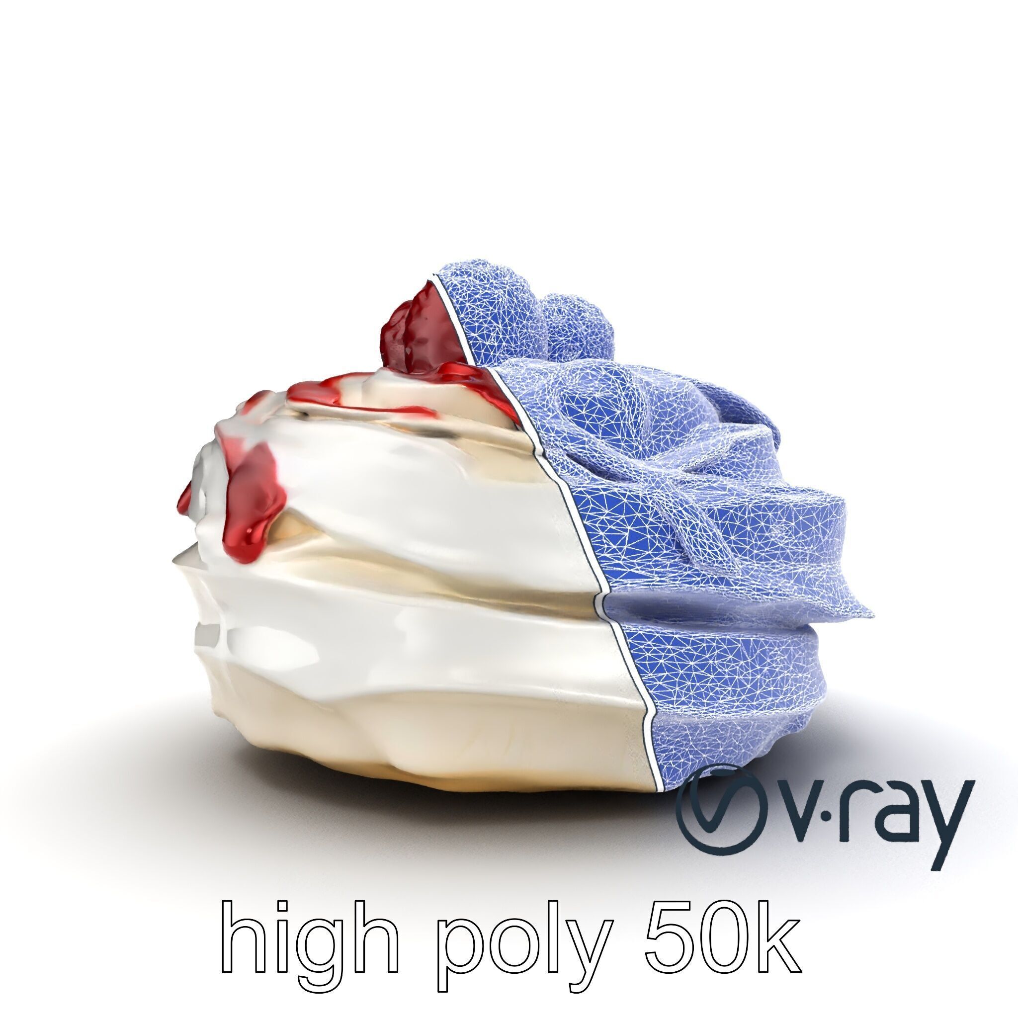 Meringue Cake with Raspberry Drizzle Model Pack Low-poly 3D model_31