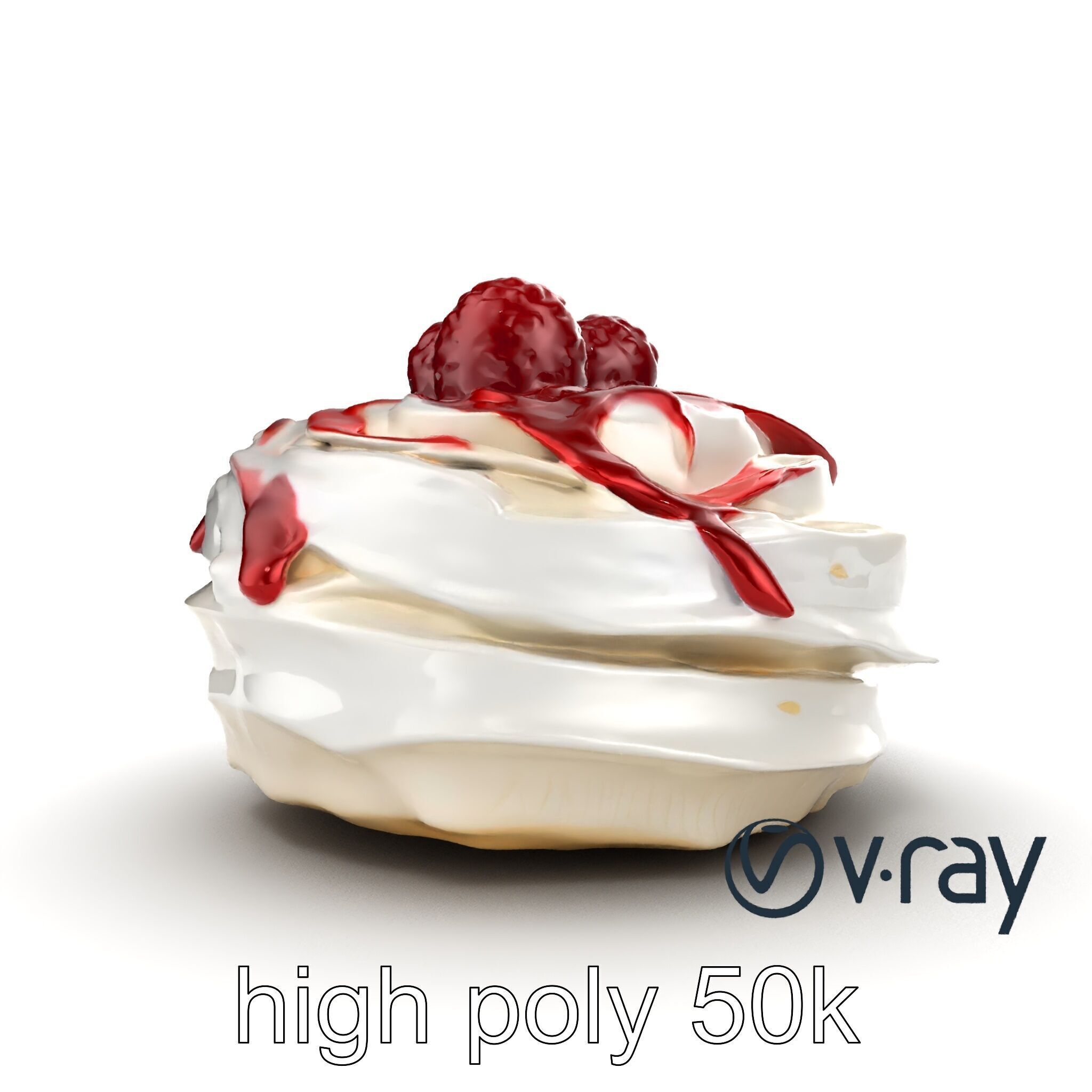 Meringue Cake with Raspberry Drizzle Model Pack Low-poly 3D model_14