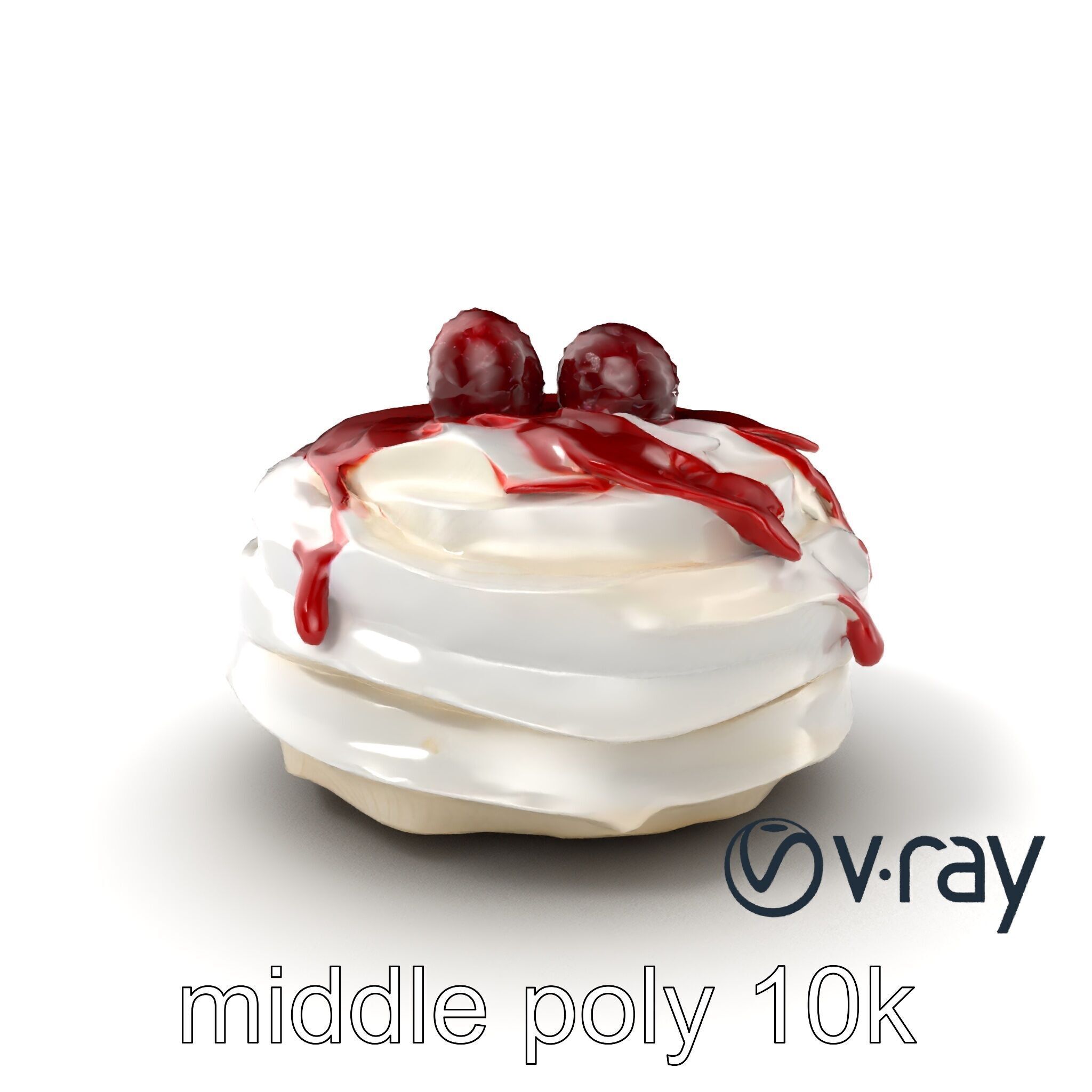 Meringue Cake with Raspberry Drizzle Model Pack Low-poly 3D model_3
