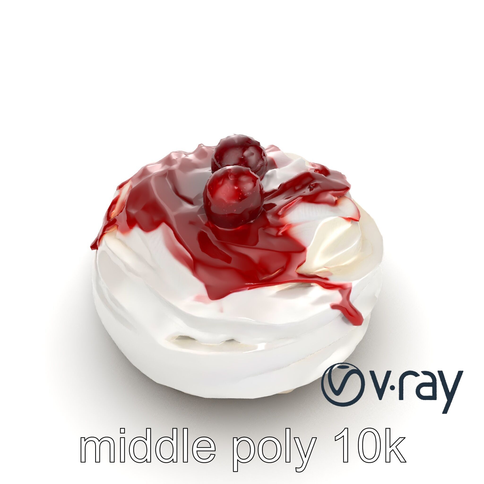 Meringue Cake with Raspberry Drizzle Model Pack Low-poly 3D model_13