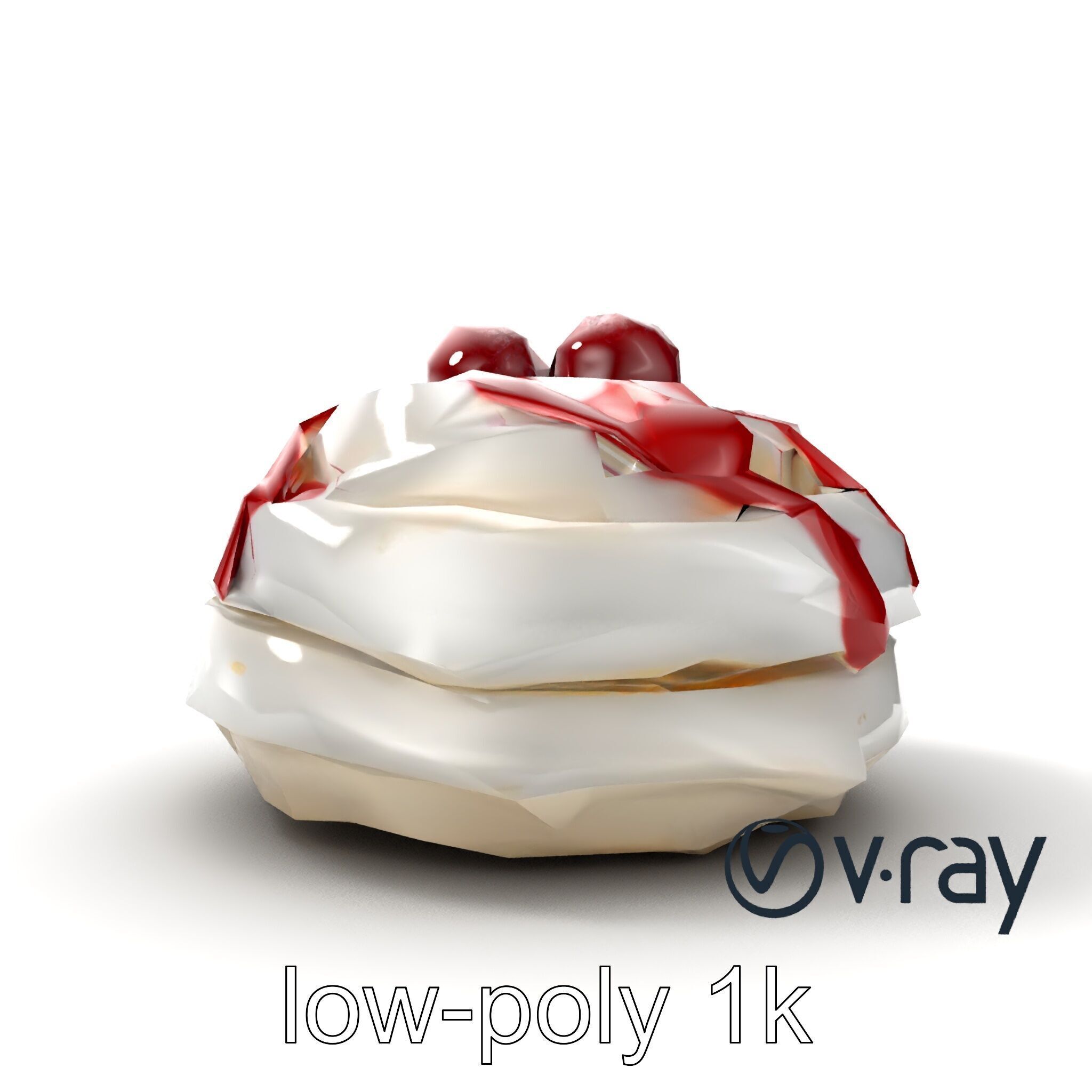 Meringue Cake with Raspberry Drizzle Model Pack Low-poly 3D model_22
