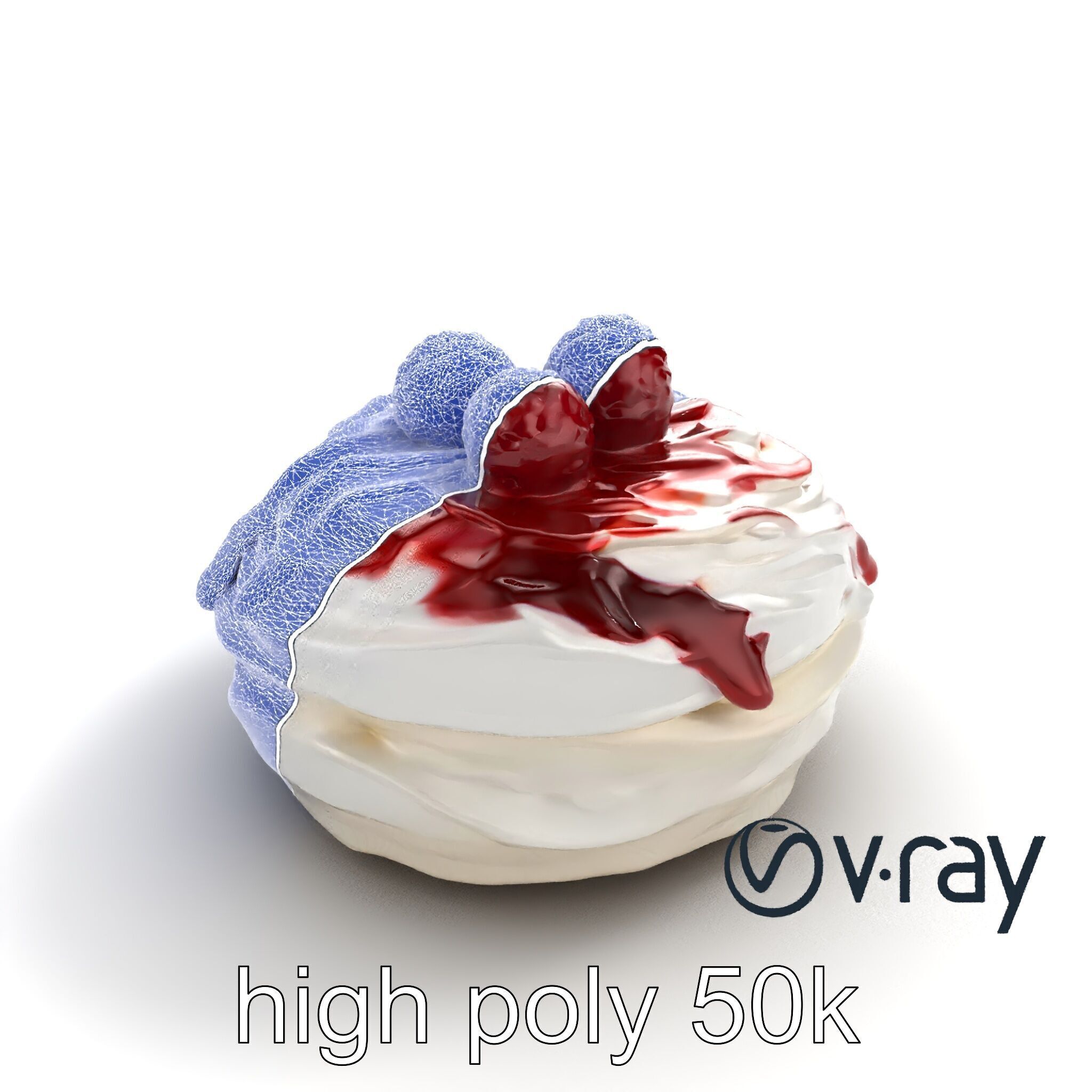Meringue Cake with Raspberry Drizzle Model Pack Low-poly 3D model_19