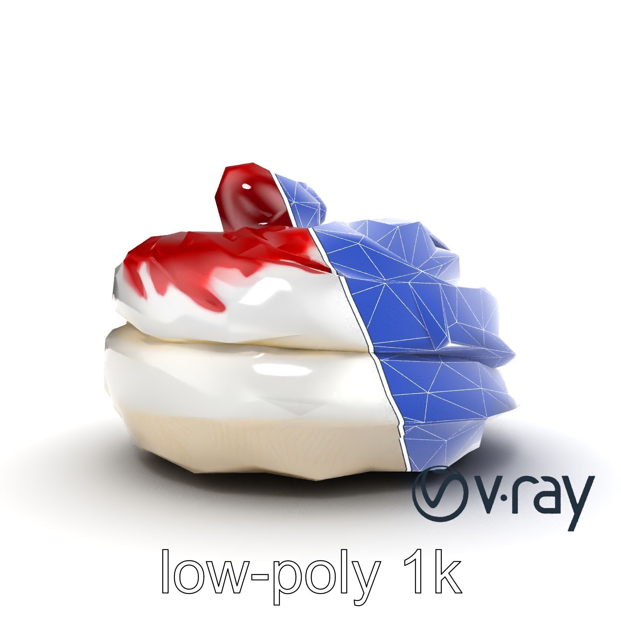 Meringue Cake with Raspberry Drizzle Model Pack Low-poly 3D model_25