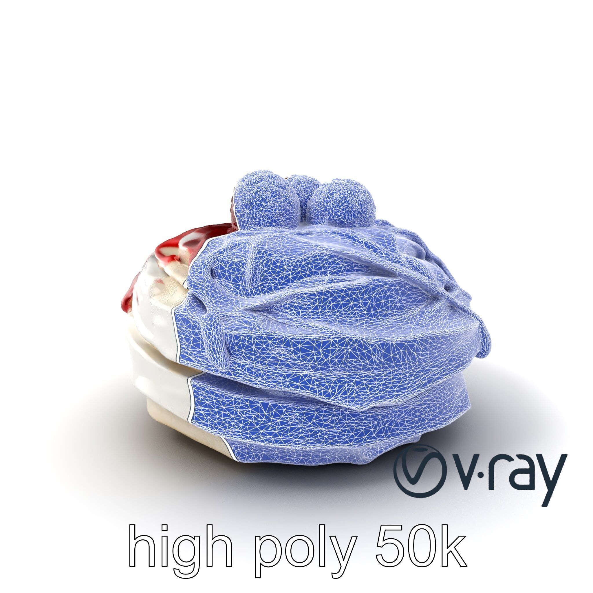 Meringue Cake with Raspberry Drizzle Model Pack Low-poly 3D model_8