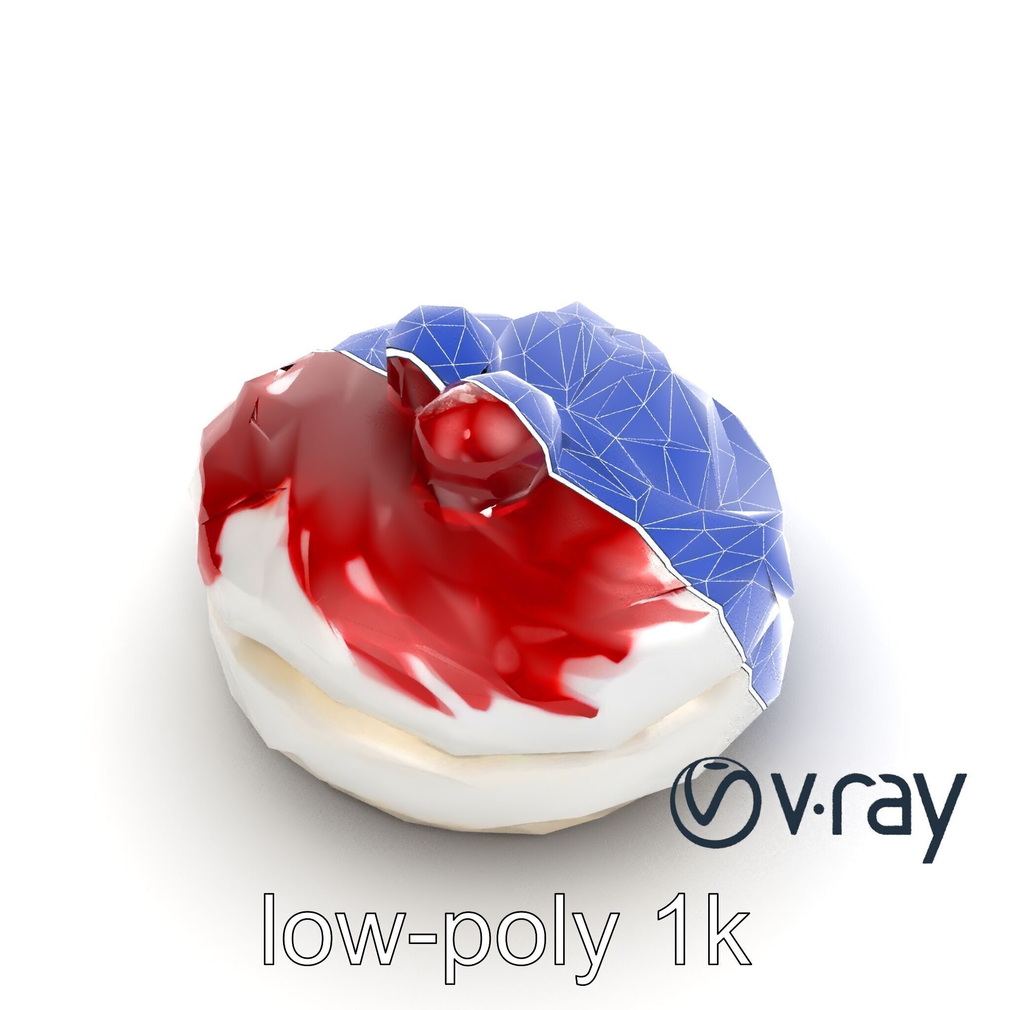 Meringue Cake with Raspberry Drizzle Model Pack Low-poly 3D model_26